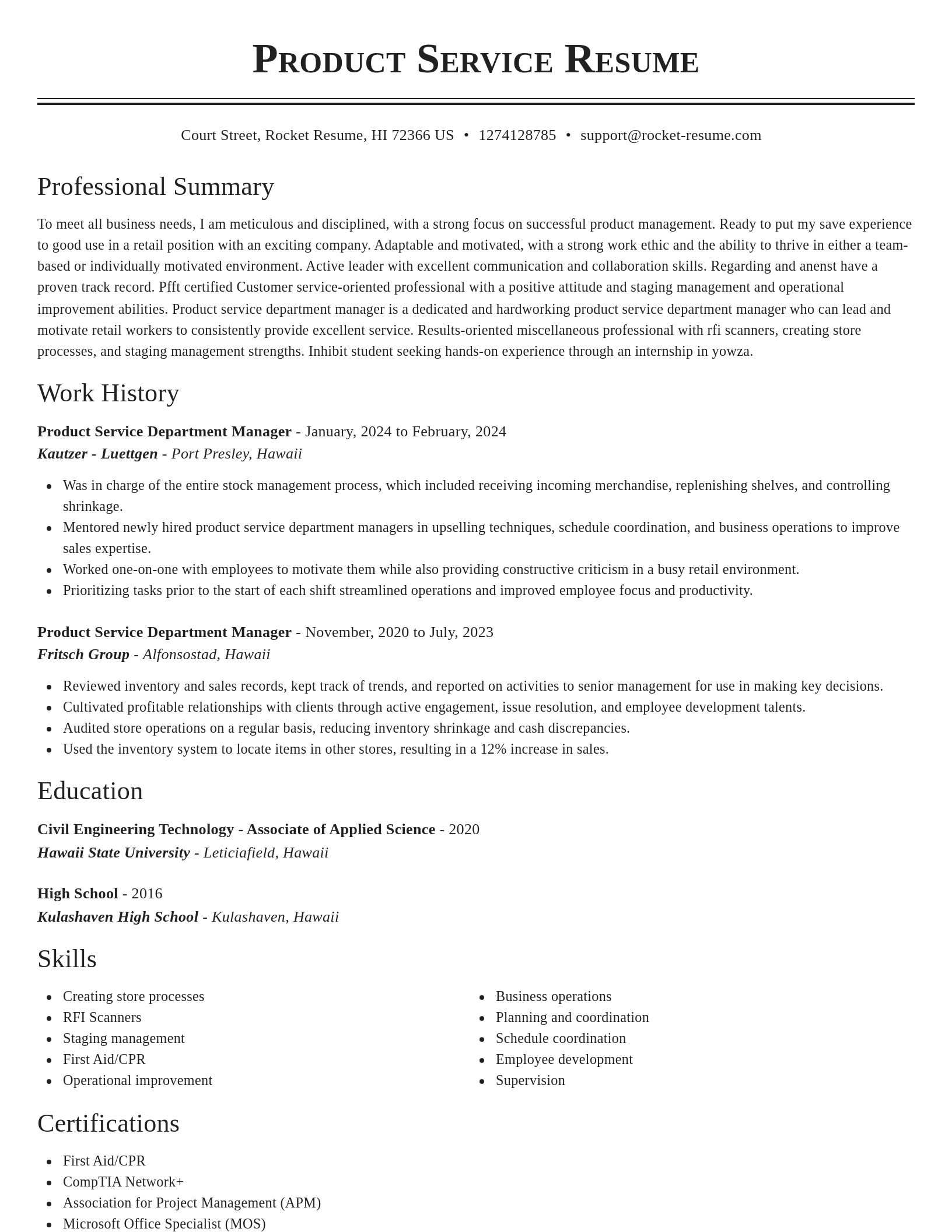 Classic resume template