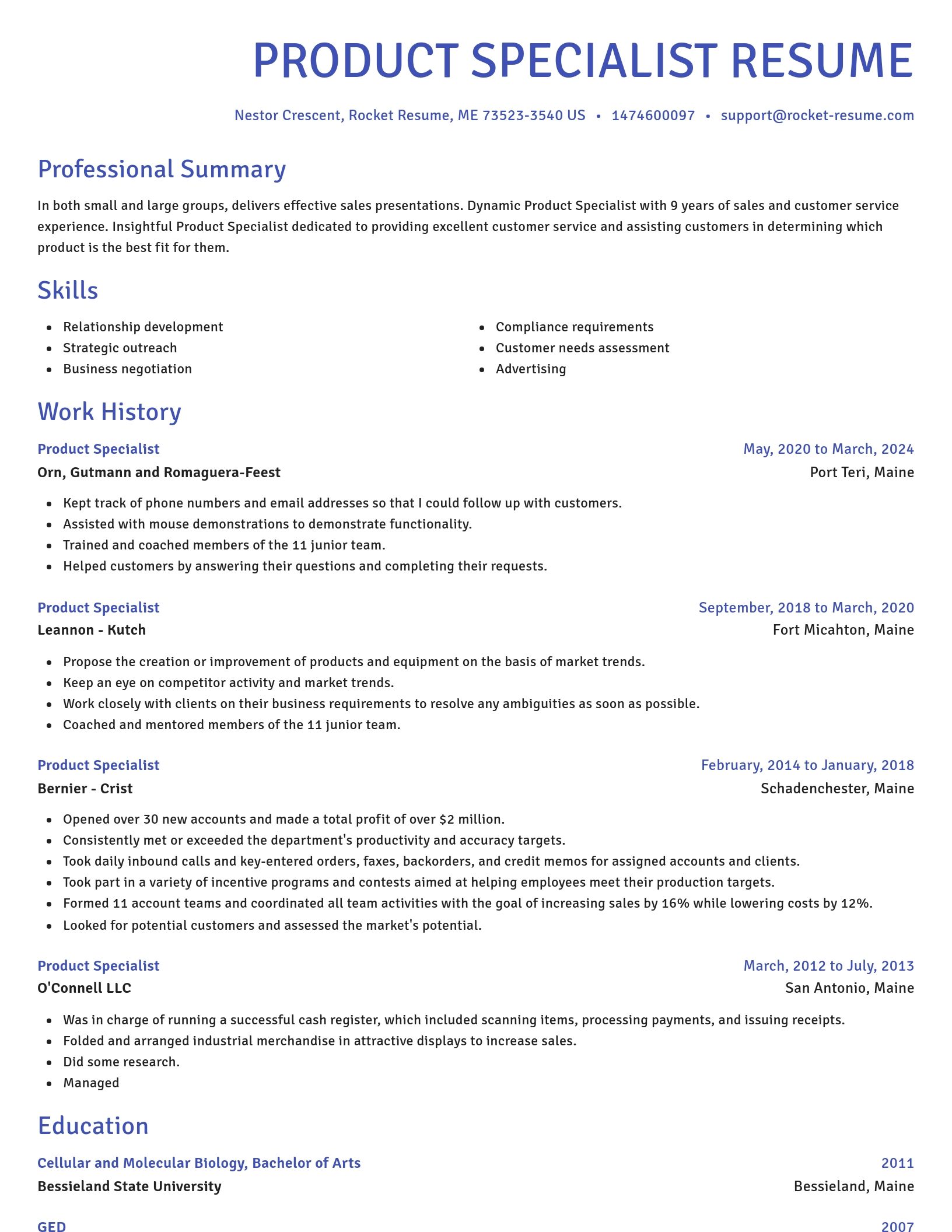Novel resume template