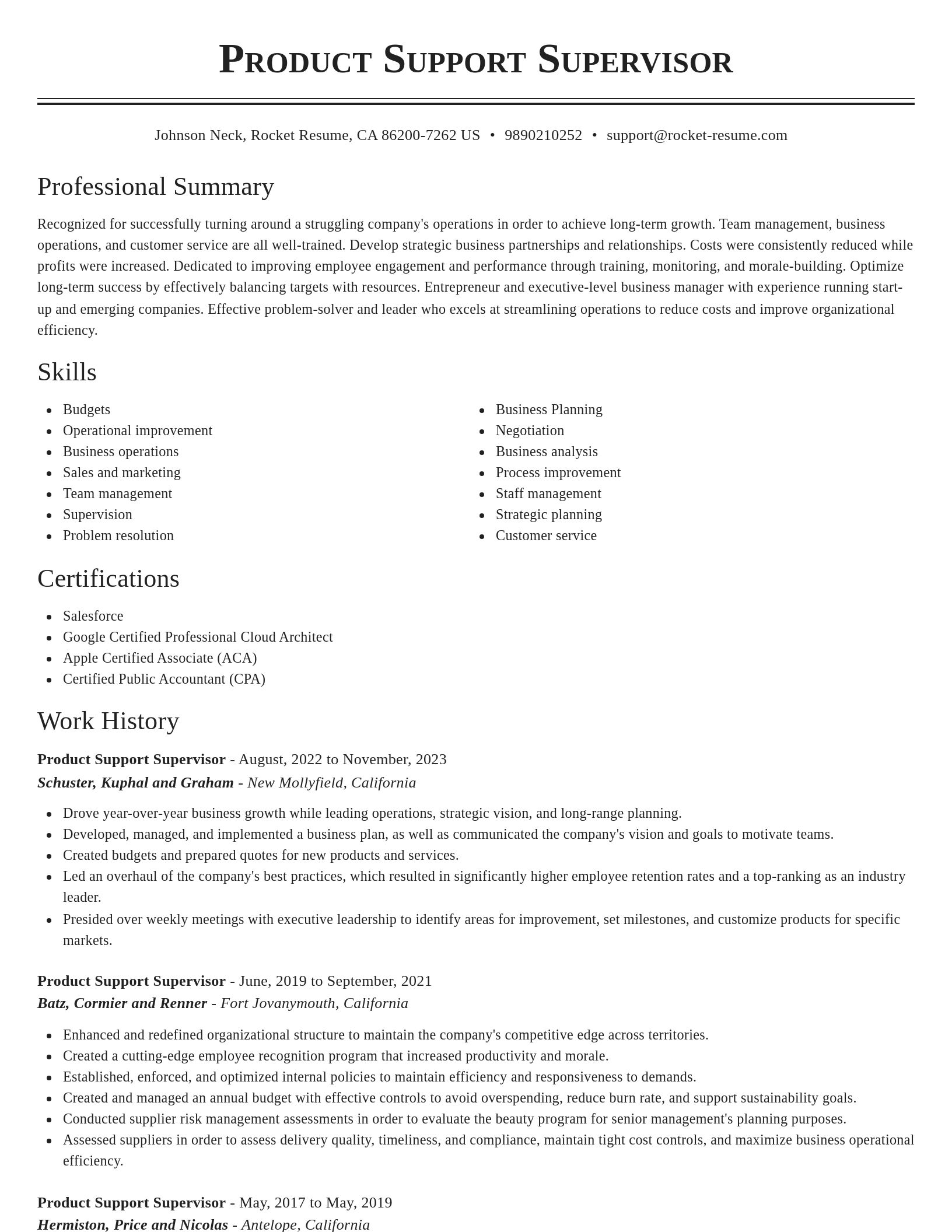 Classic resume template