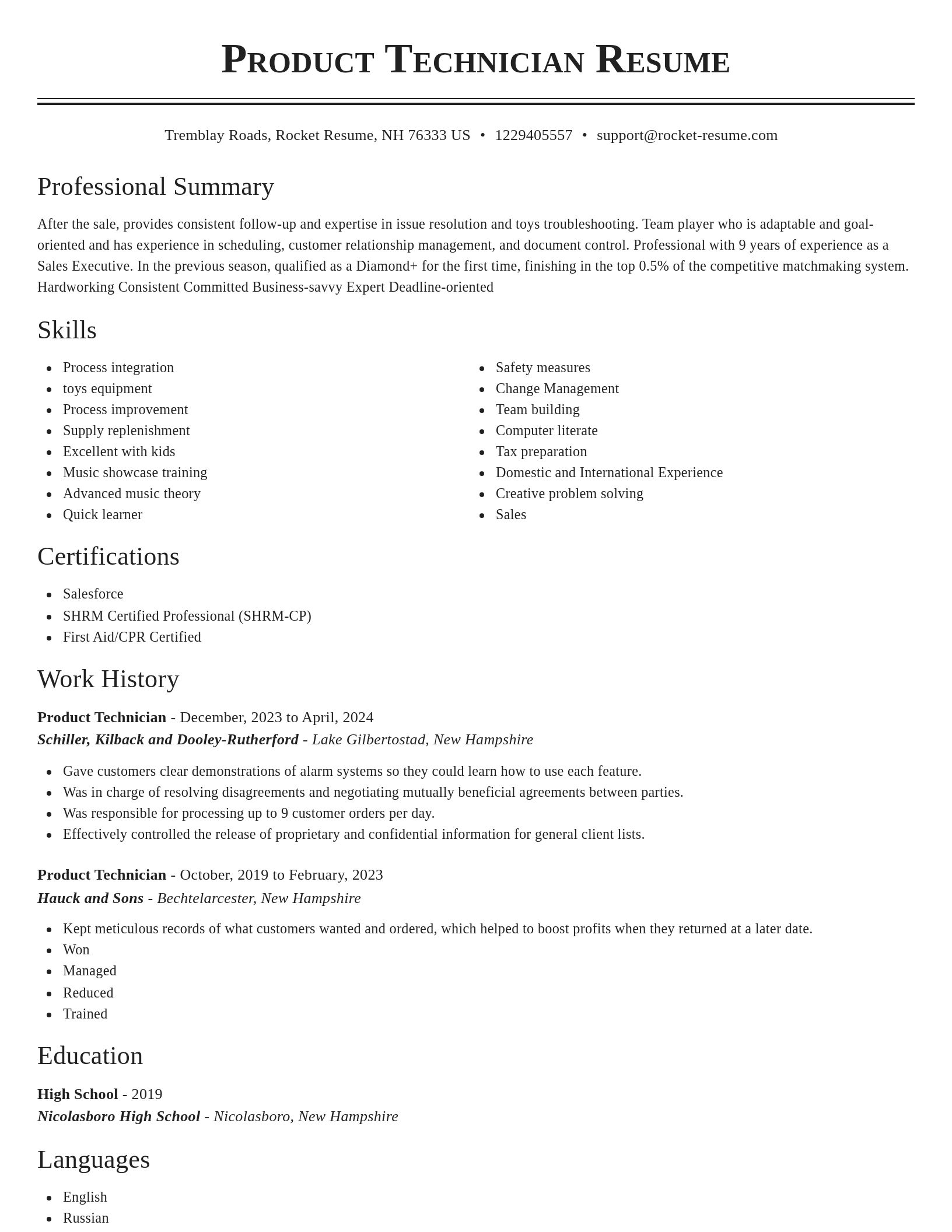 Classic resume template