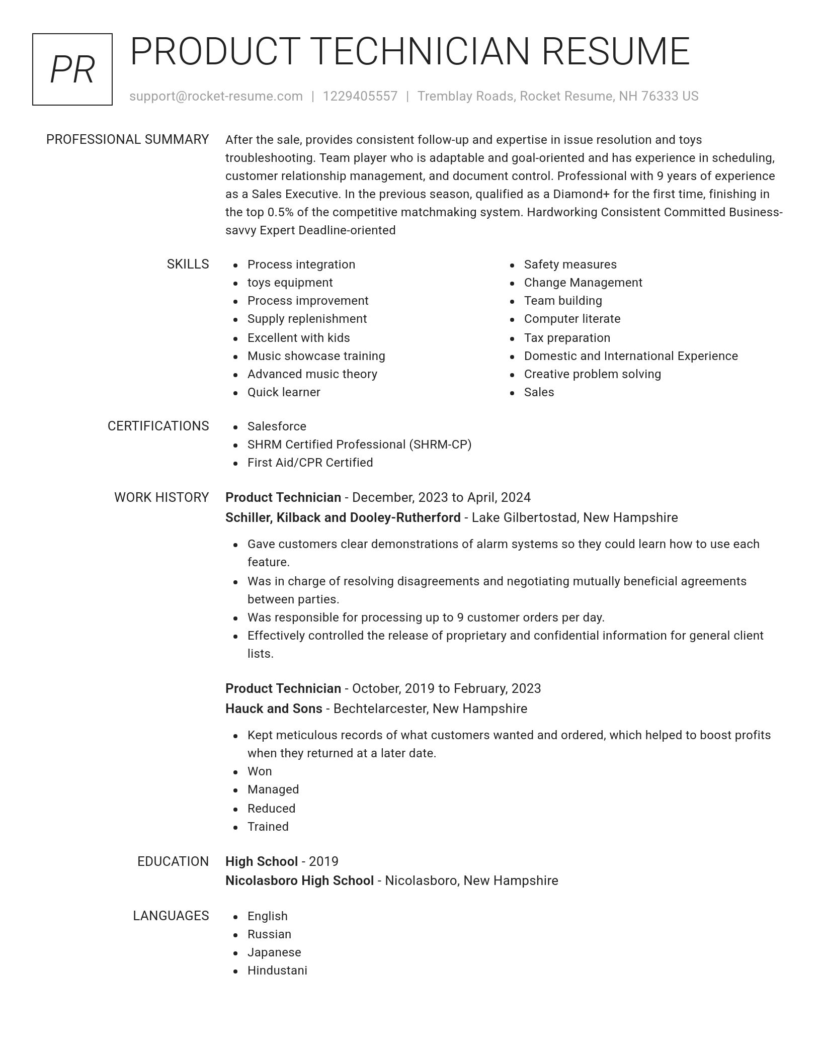 Renowned resume template