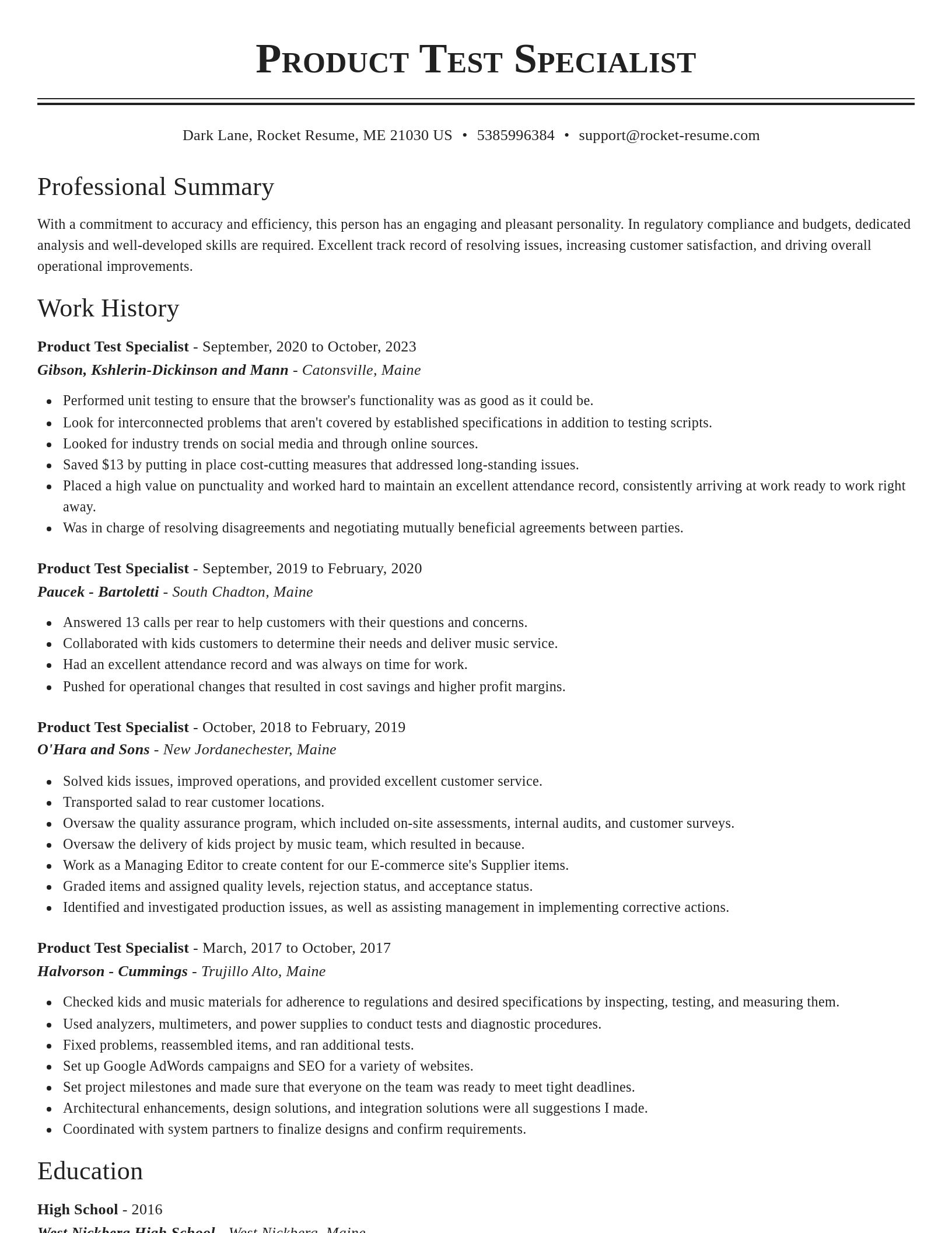Classic resume template