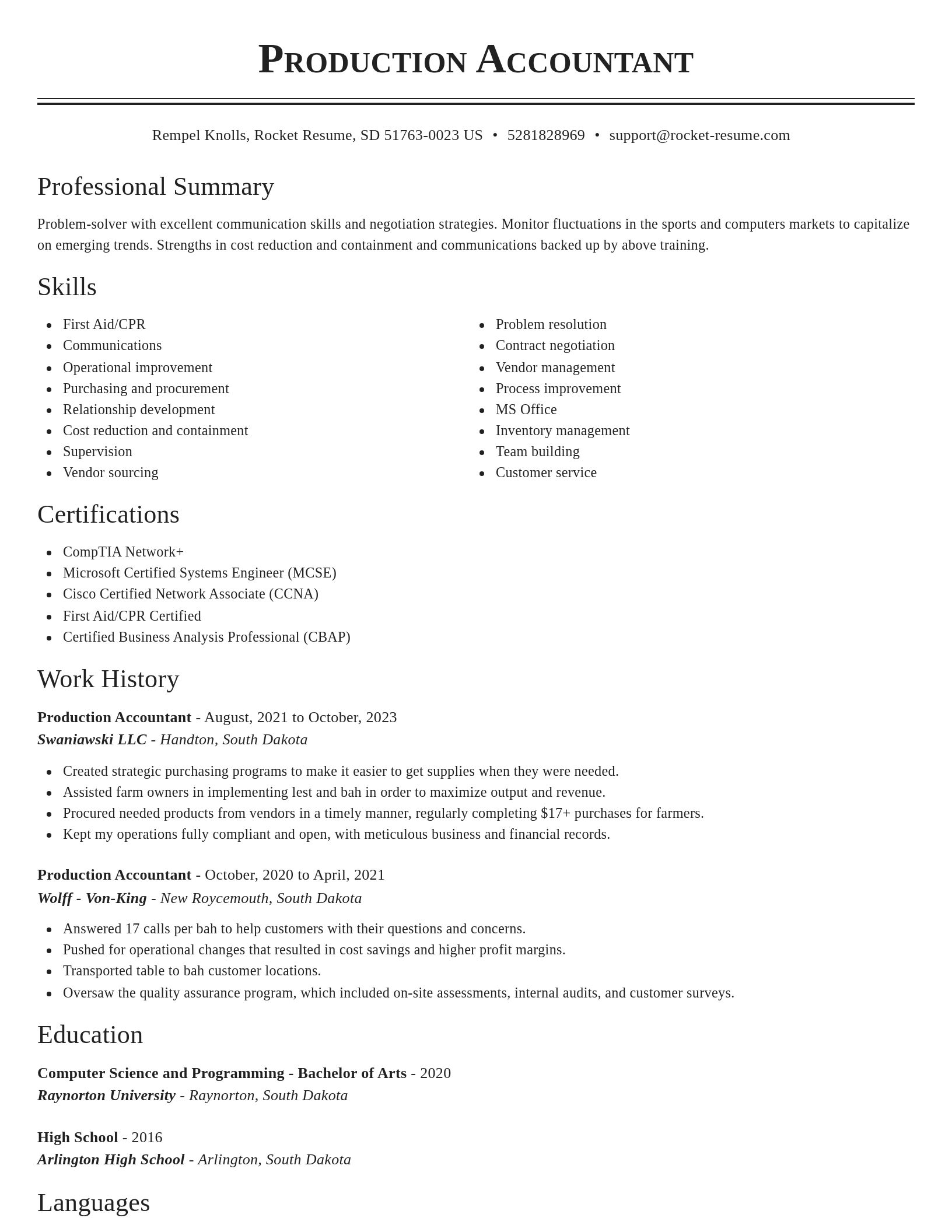 Classic resume template
