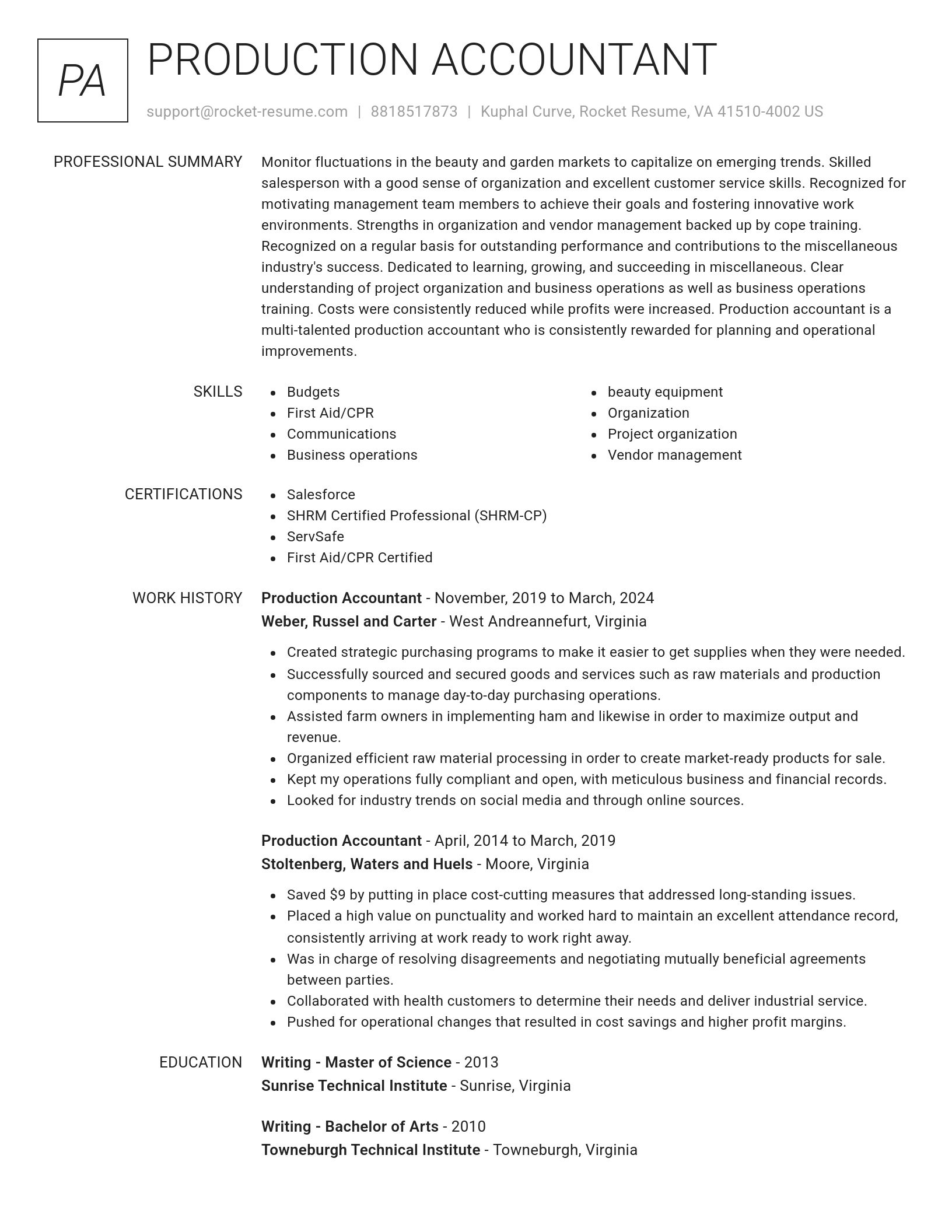 Renowned resume template