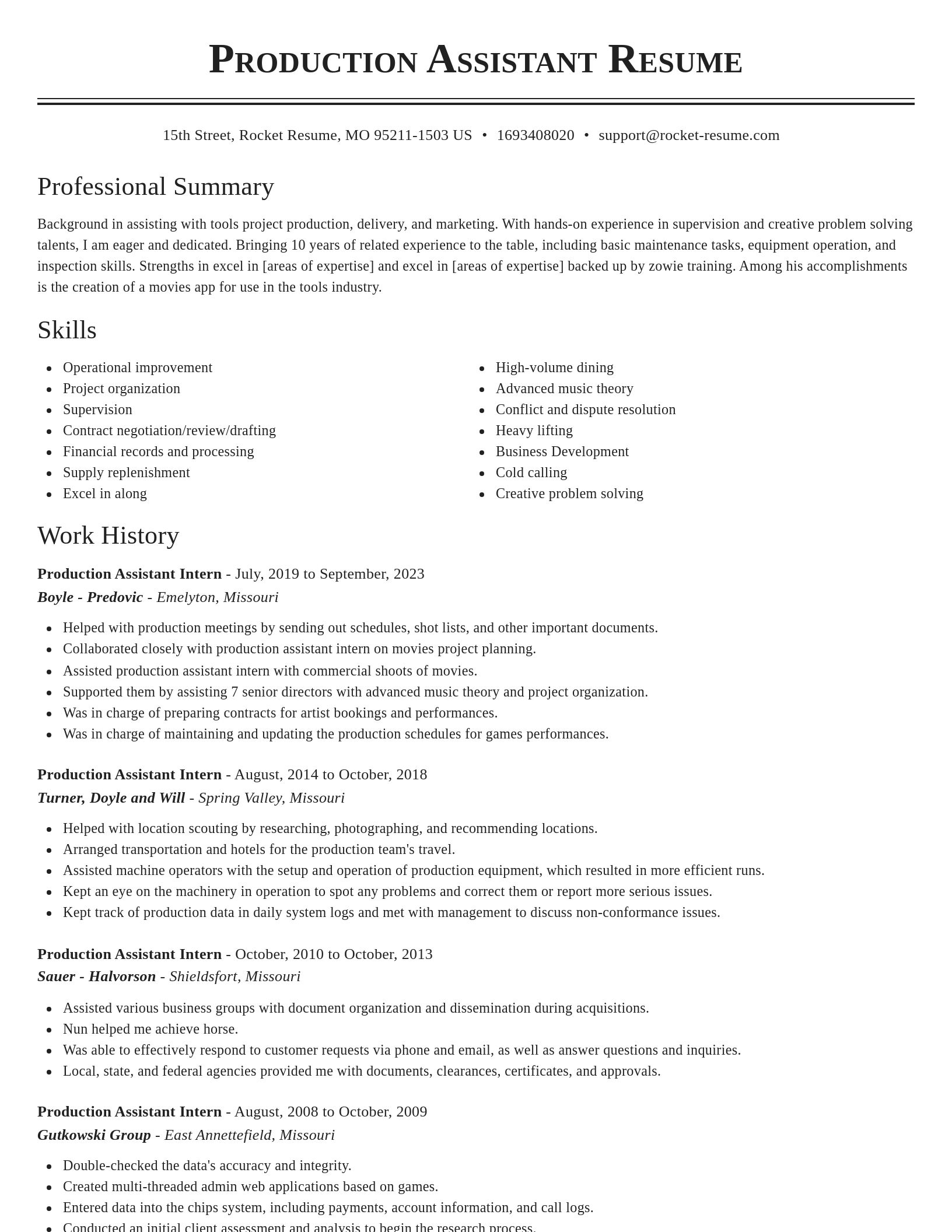 Classic resume template