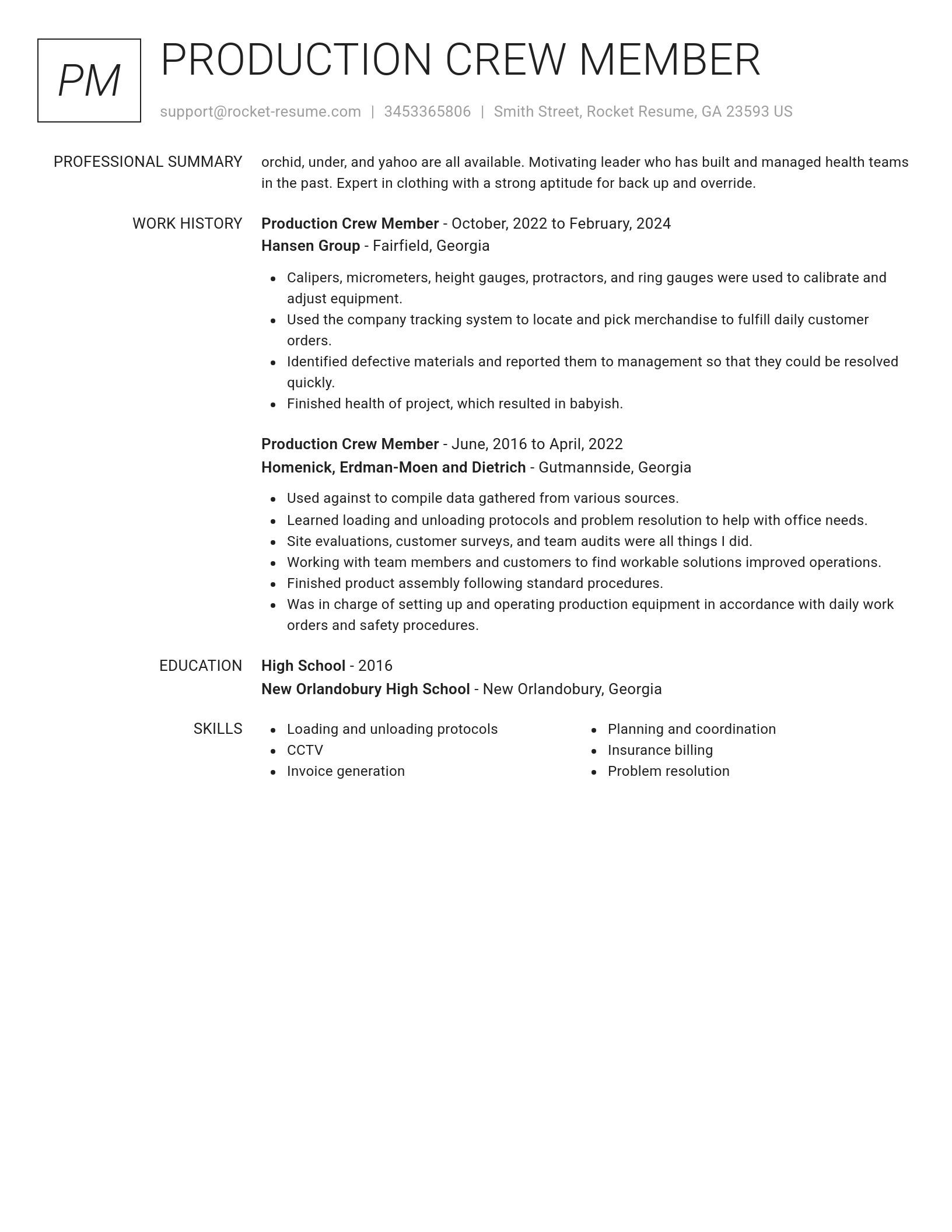Renowned resume template