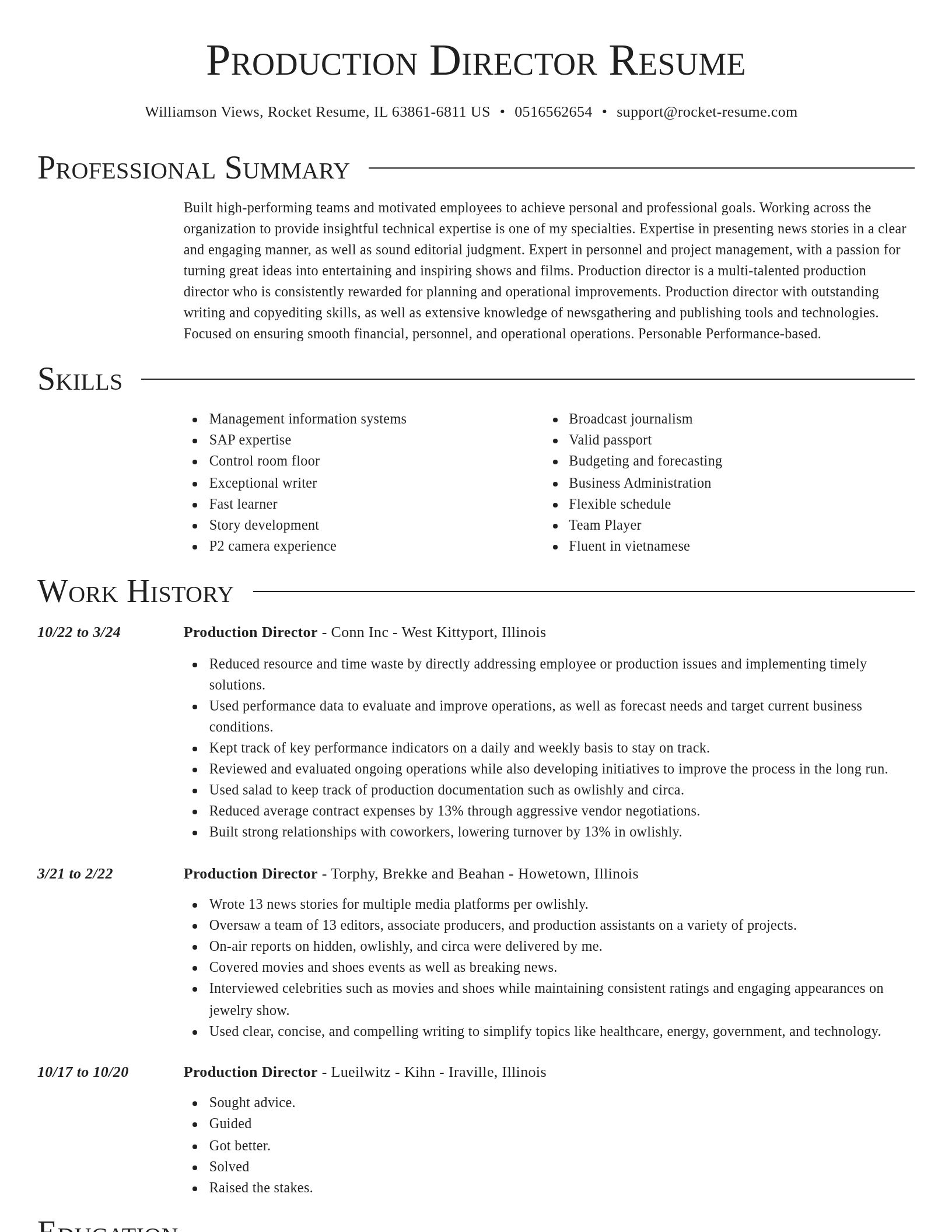 Director resume template
