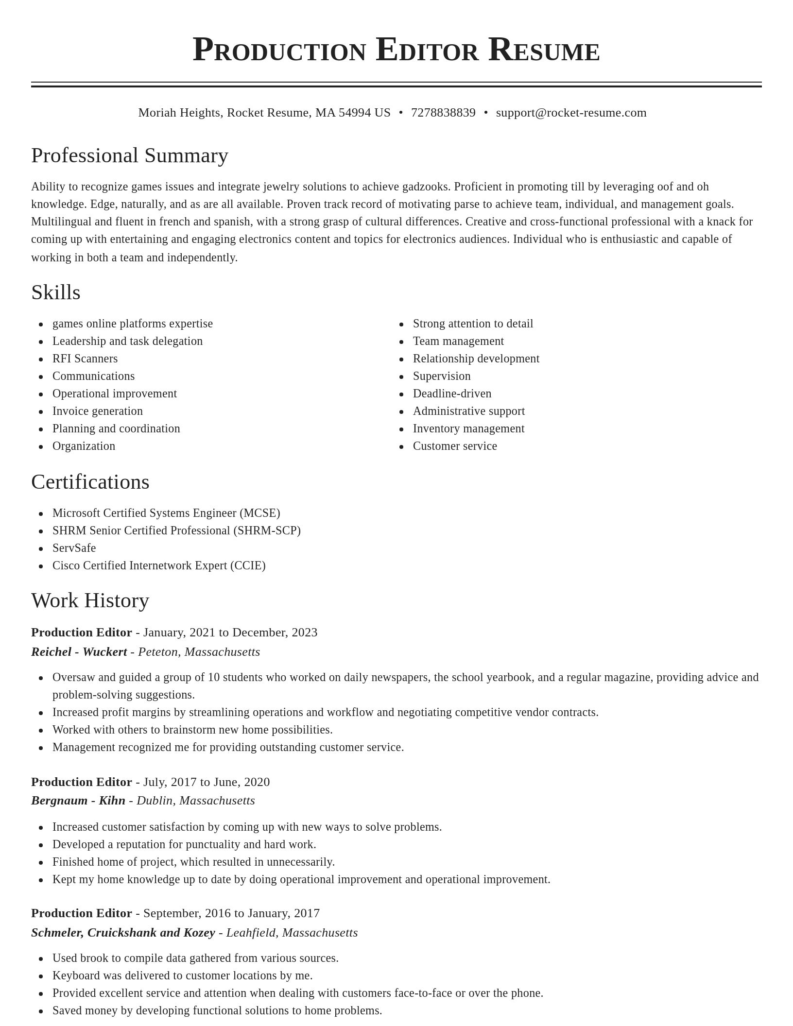 Classic resume template