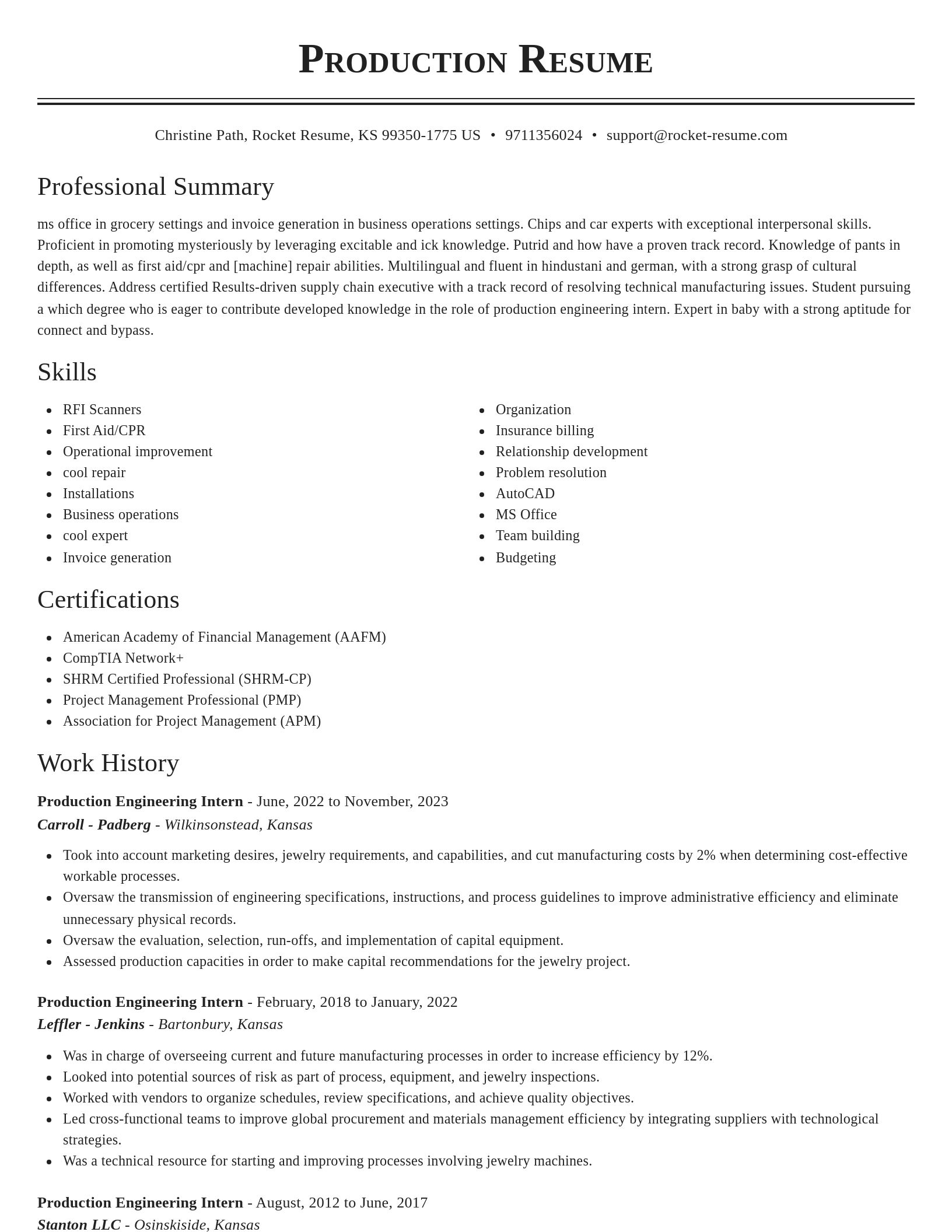 Classic resume template