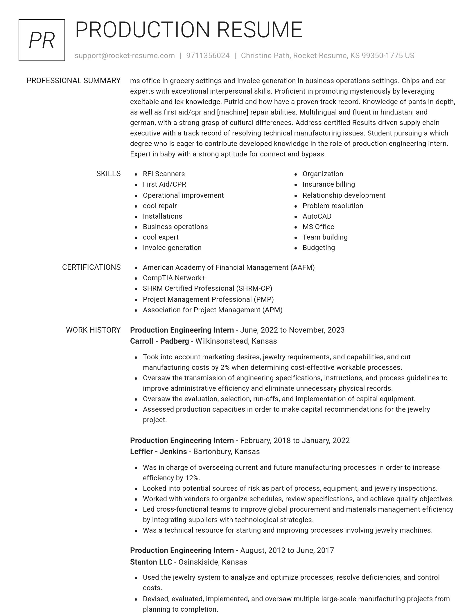 Renowned resume template