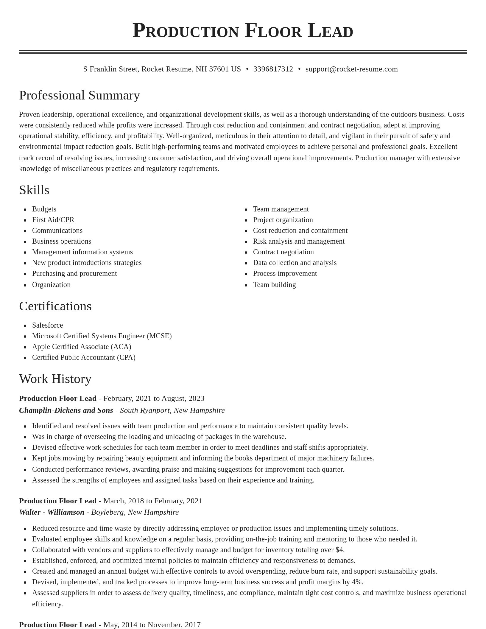 Classic resume template