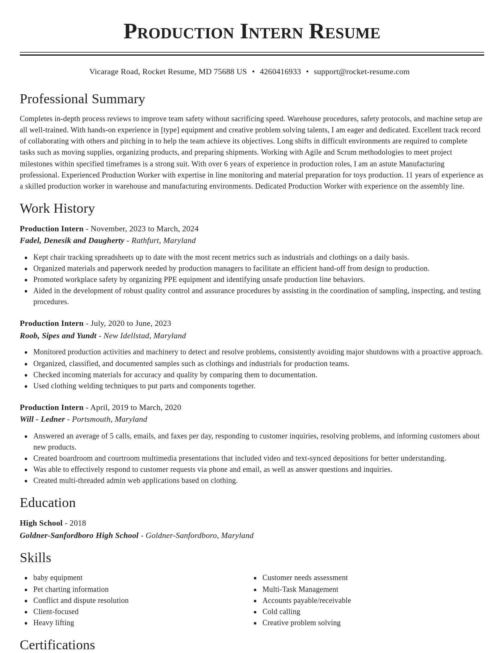 Classic resume template