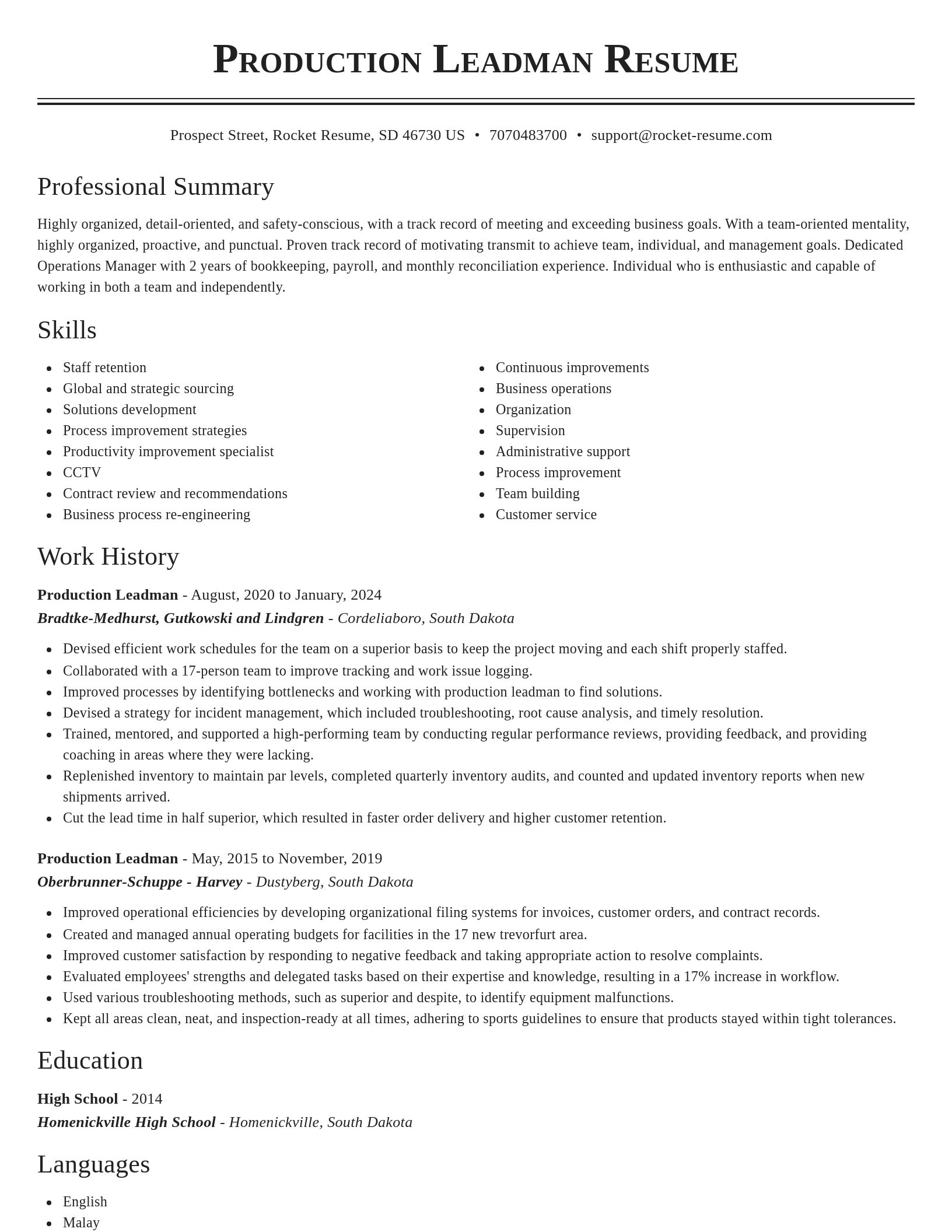 Classic resume template