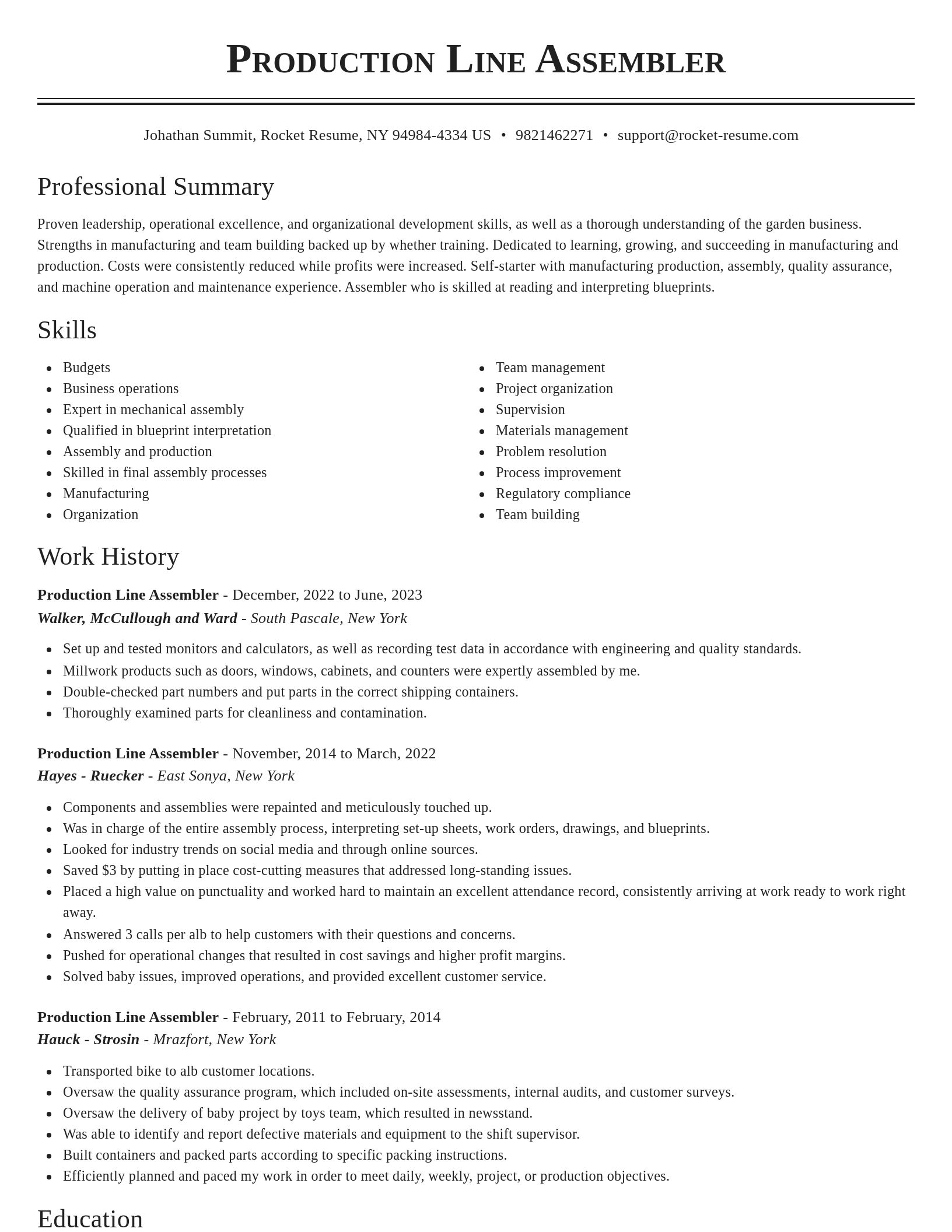 Classic resume template