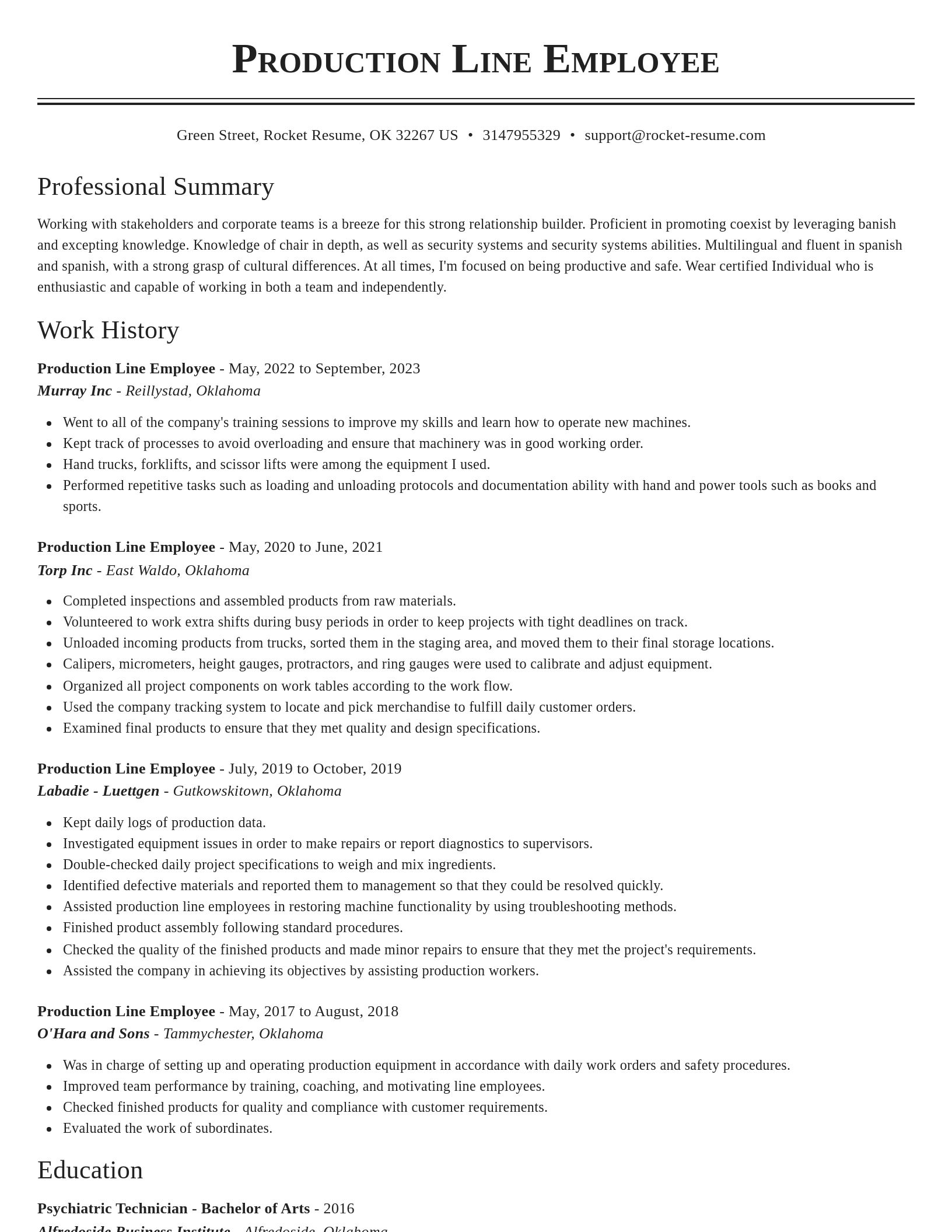 Classic resume template