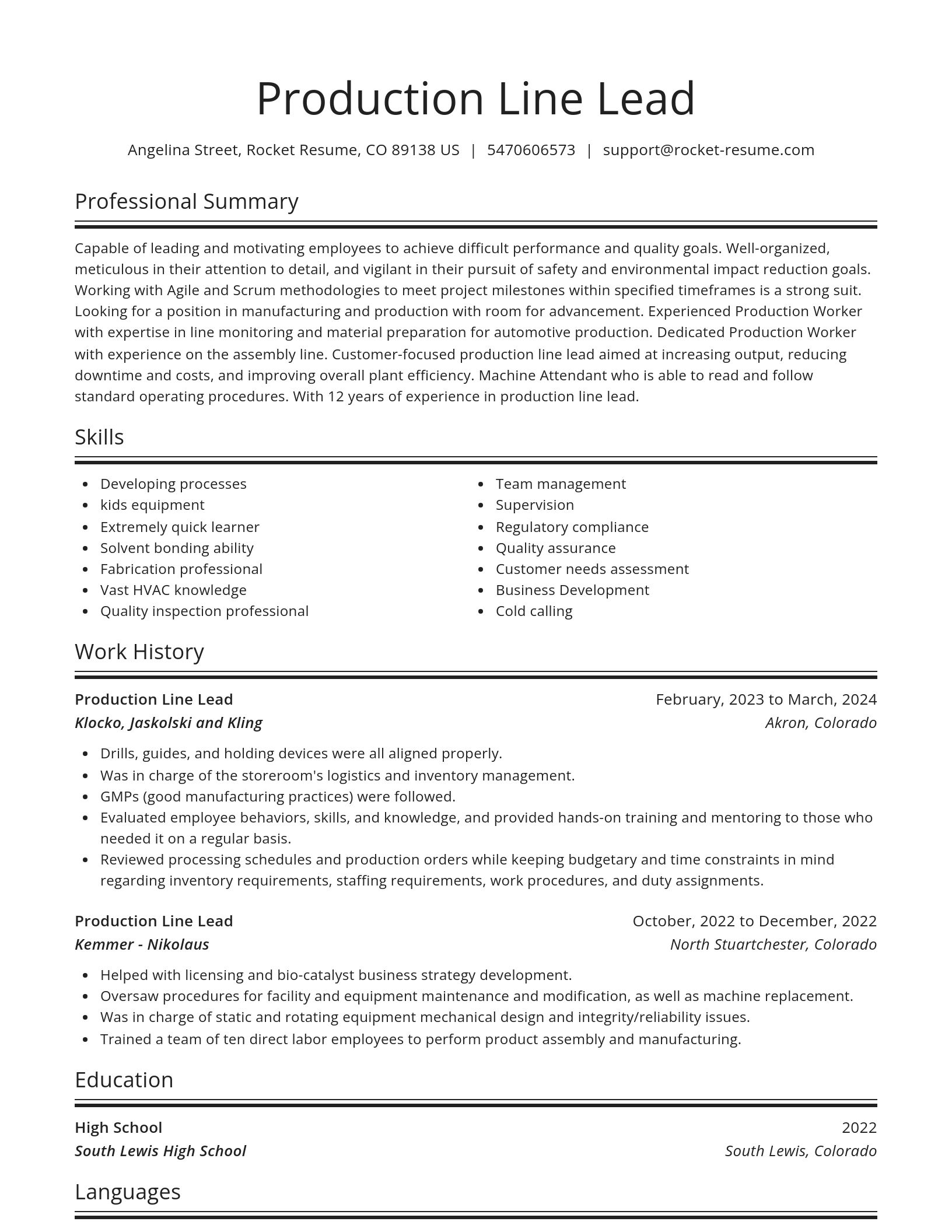 Spotlight resume template