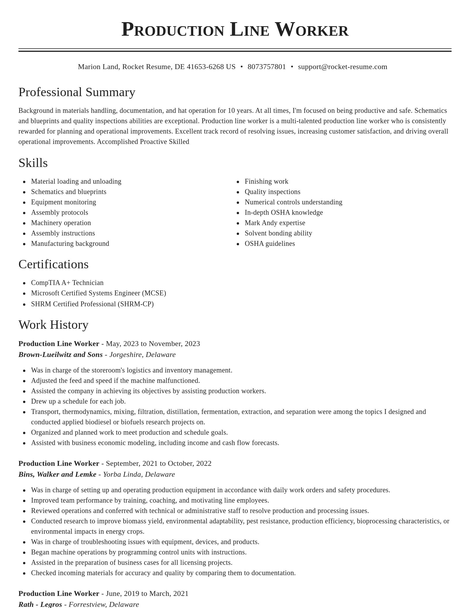 Classic resume template