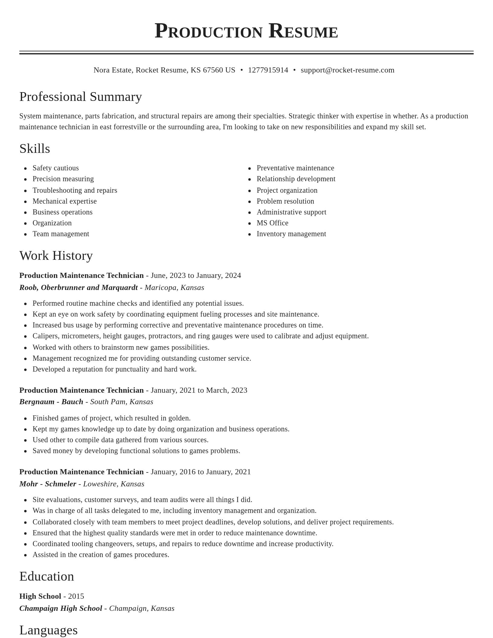 Classic resume template
