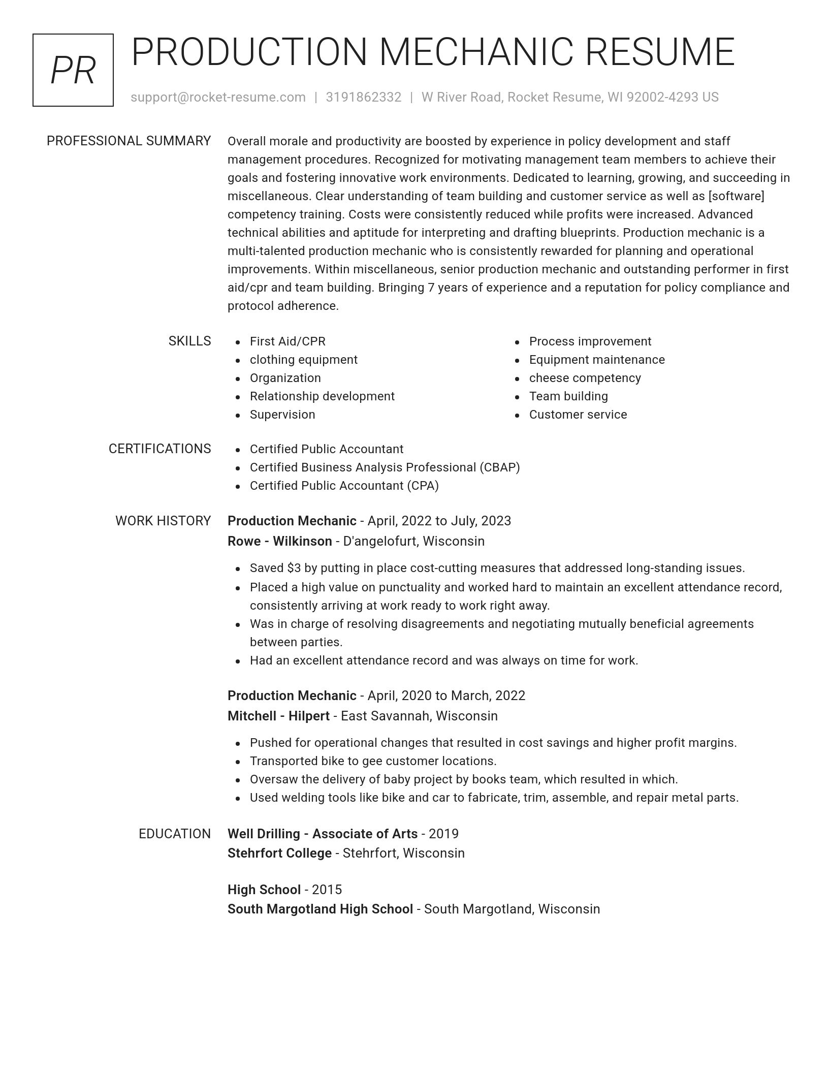 Renowned resume template