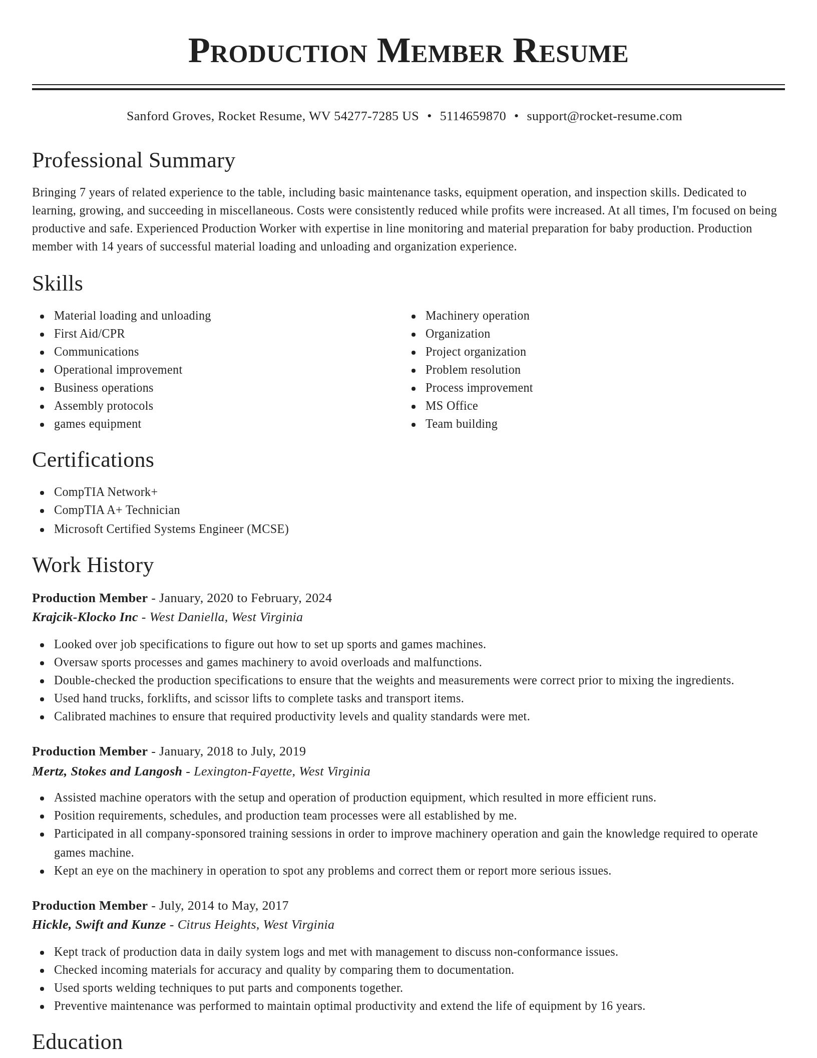 Classic resume template