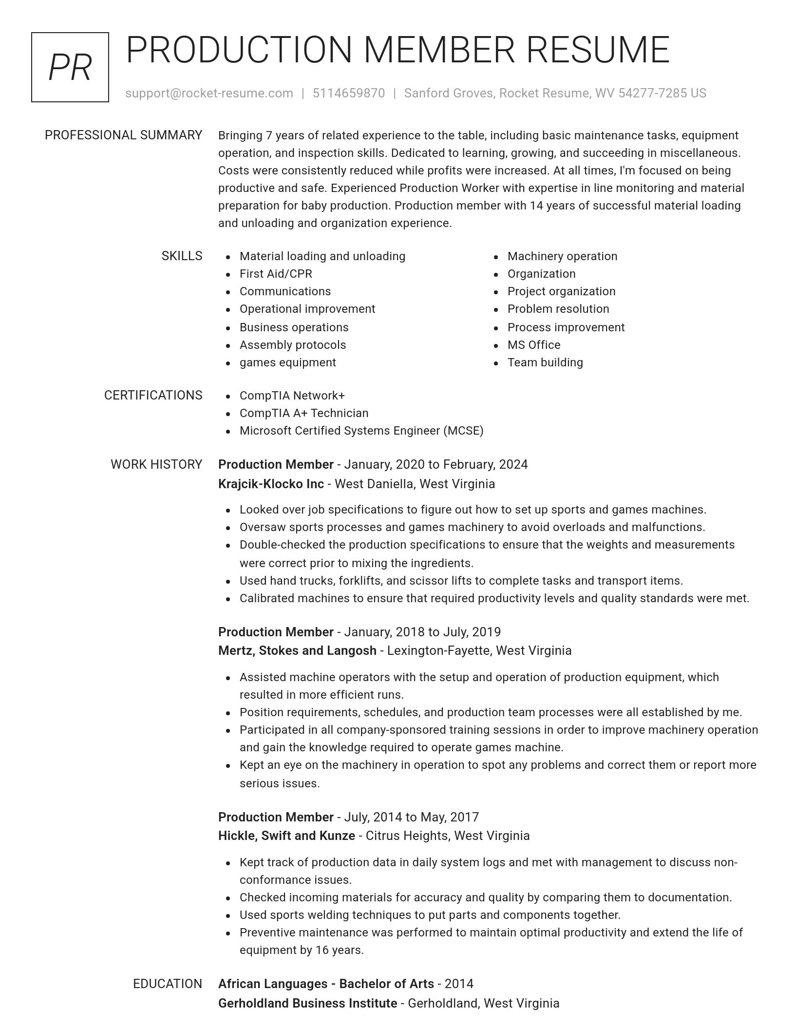 Renowned resume template