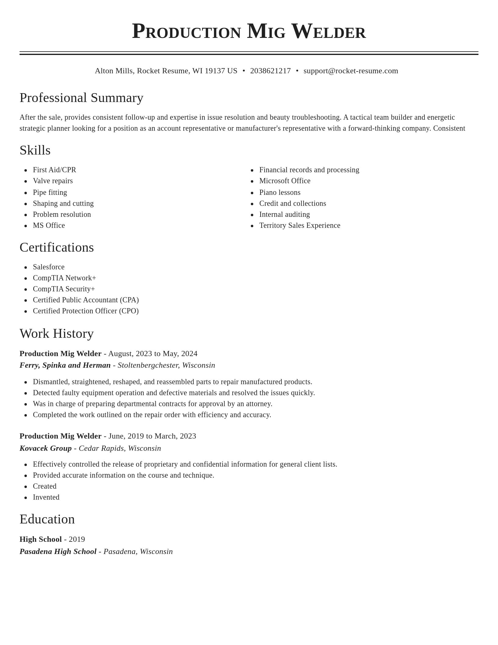 Classic resume template