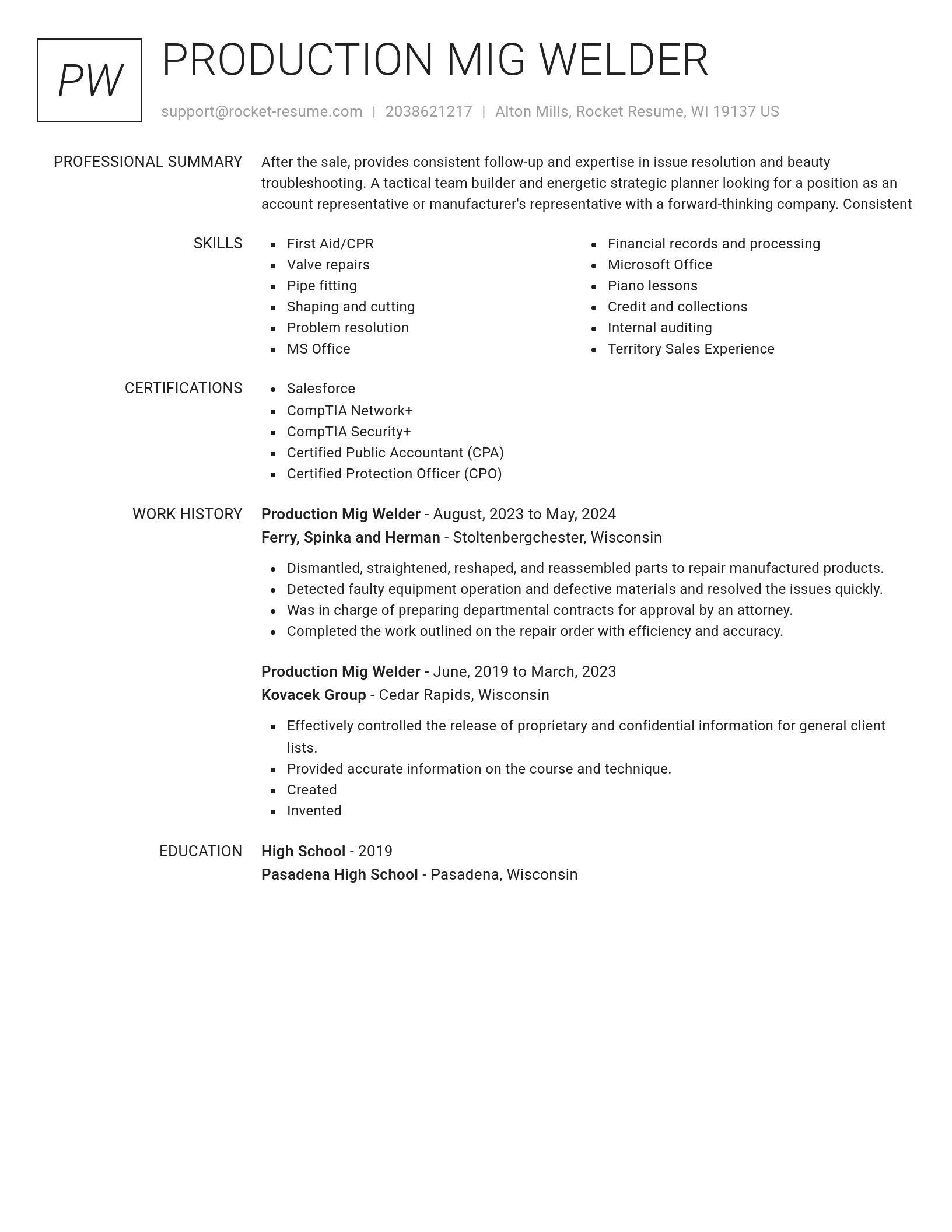 Renowned resume template