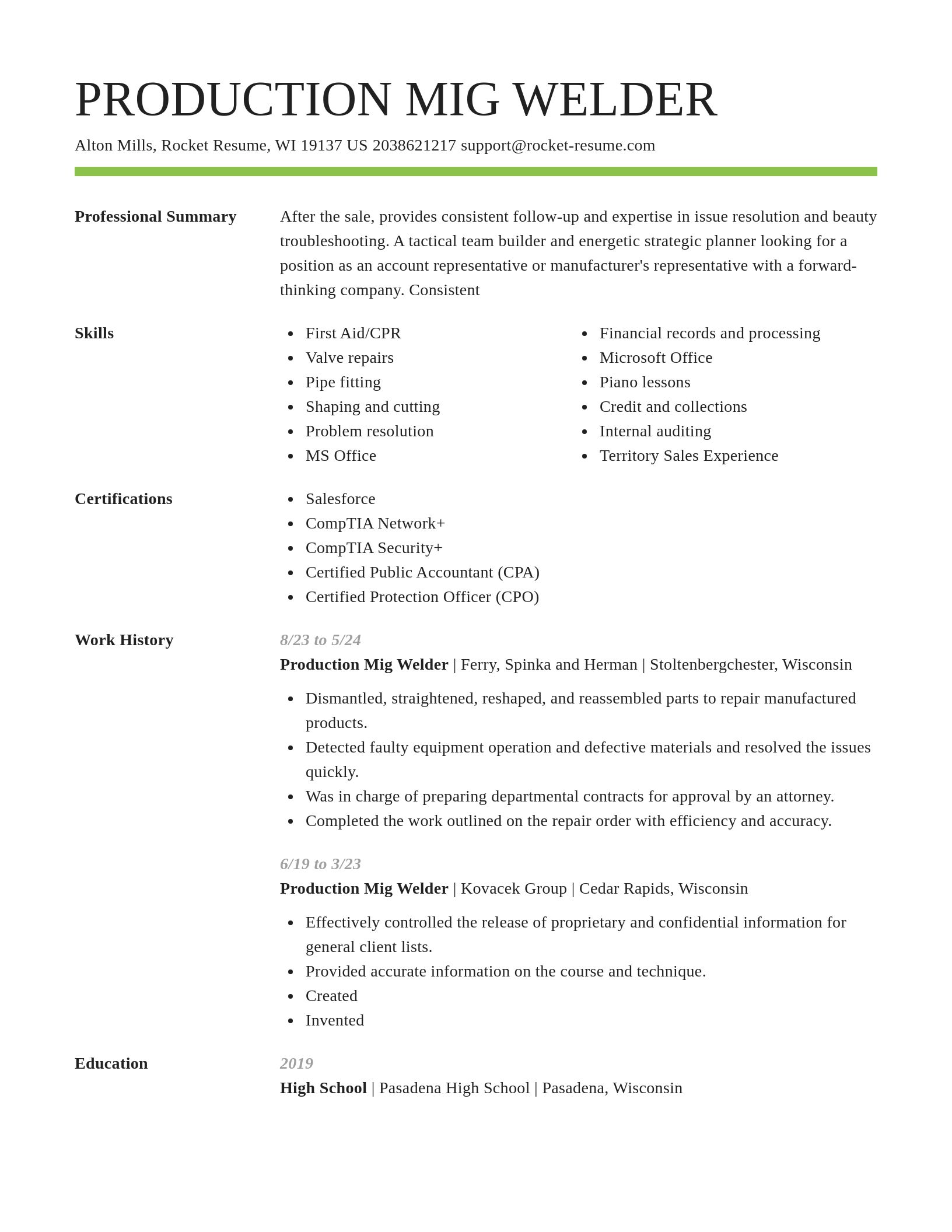 Smart resume template