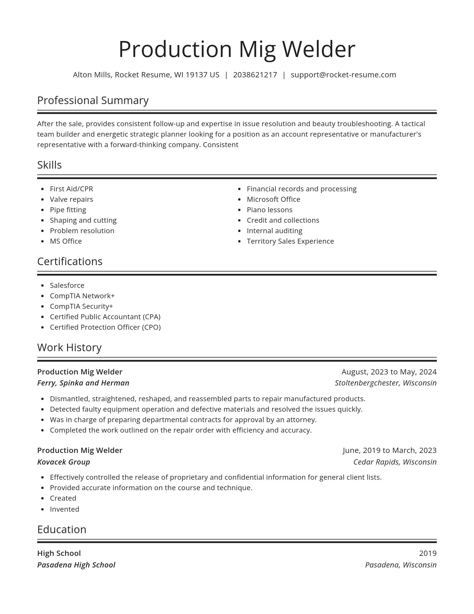 Spotlight resume template