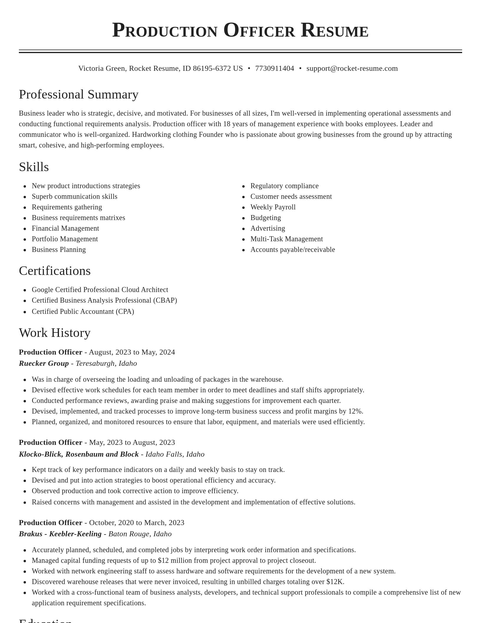 Classic resume template