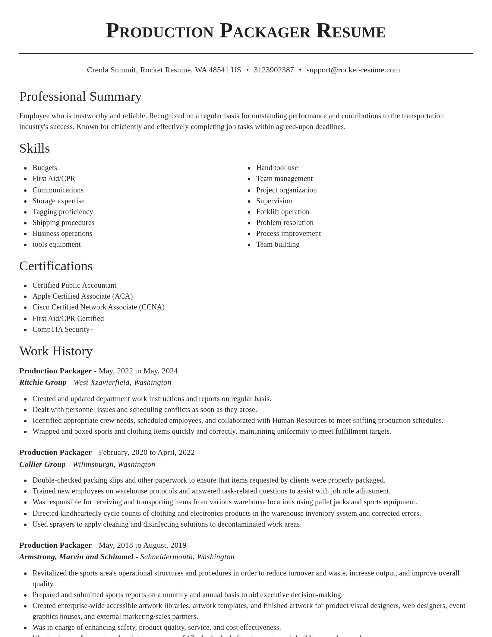 Classic resume template