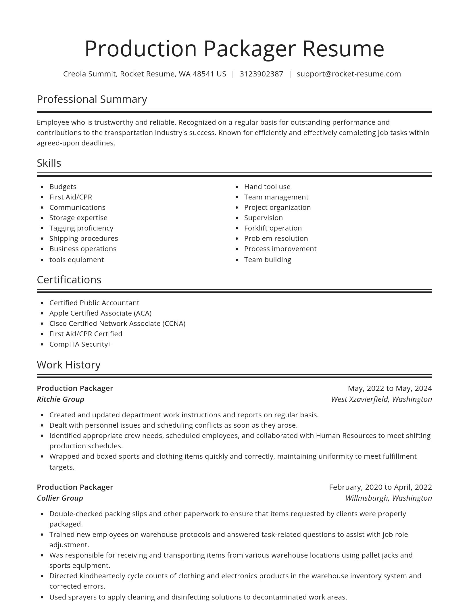 Spotlight resume template