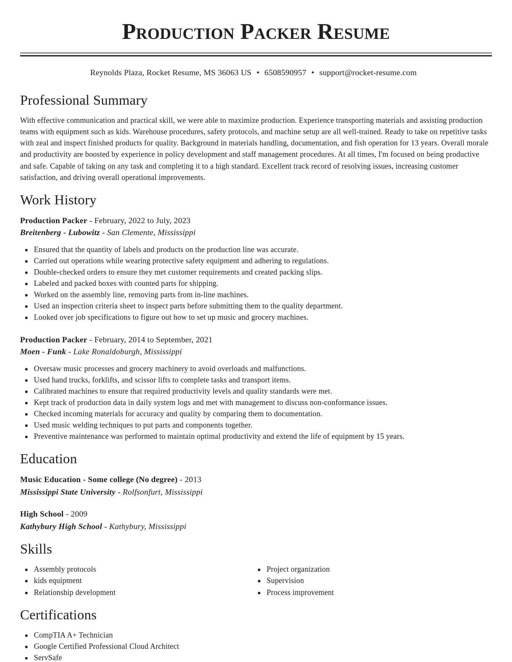 Classic resume template
