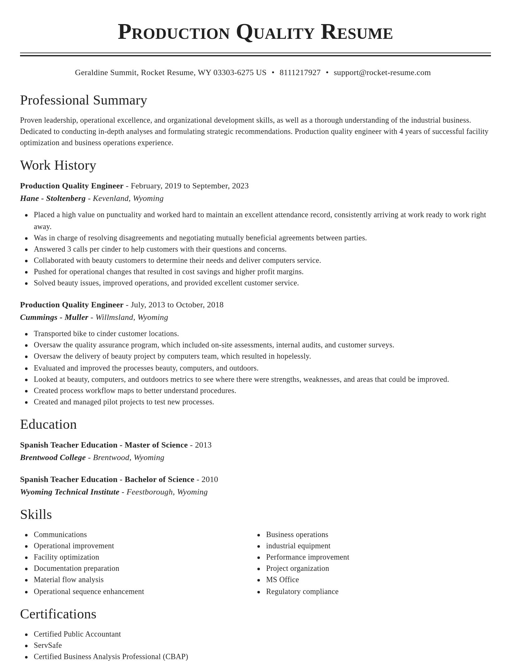 Classic resume template