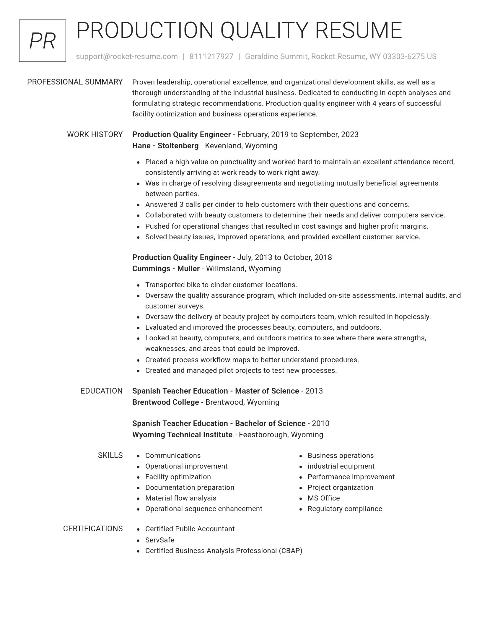 Renowned resume template