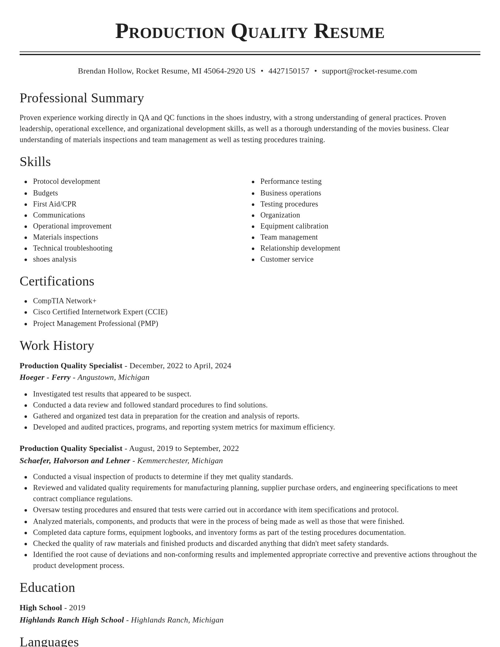 Classic resume template