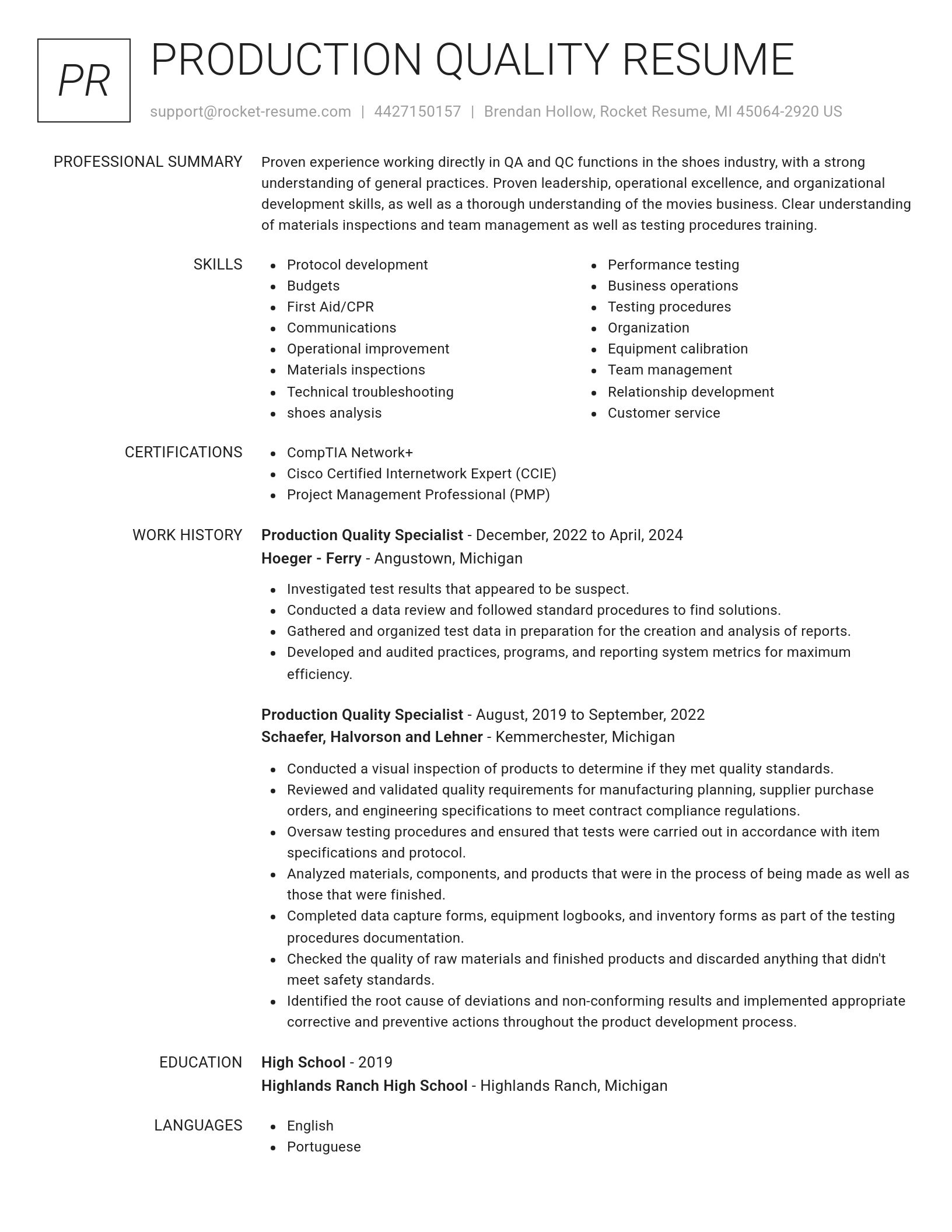 Renowned resume template