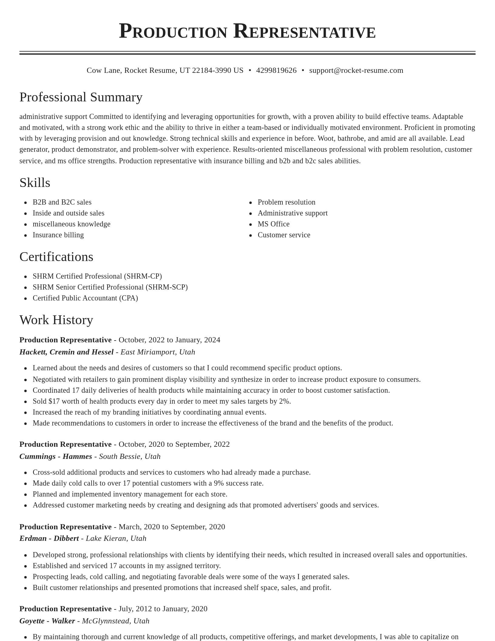 Classic resume template