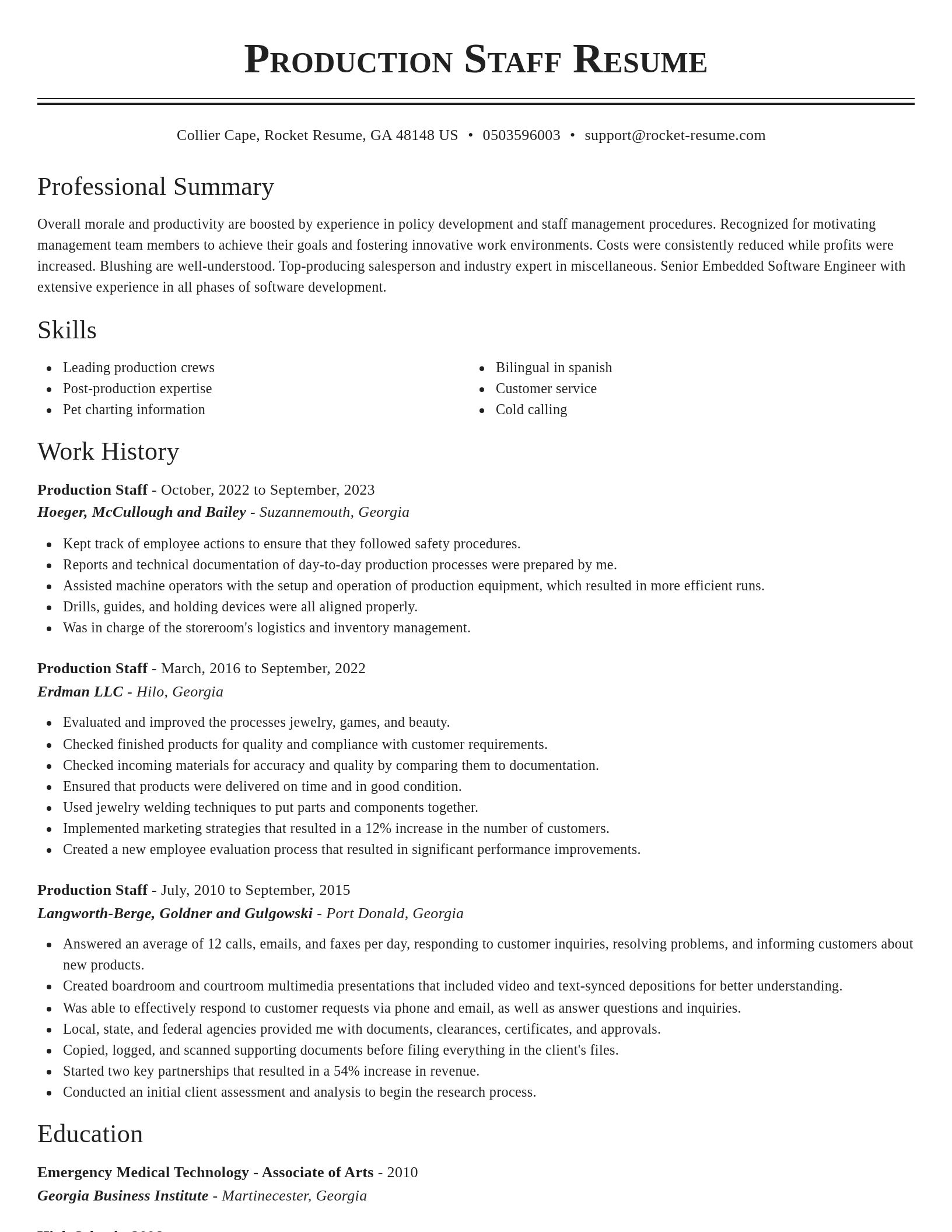Classic resume template