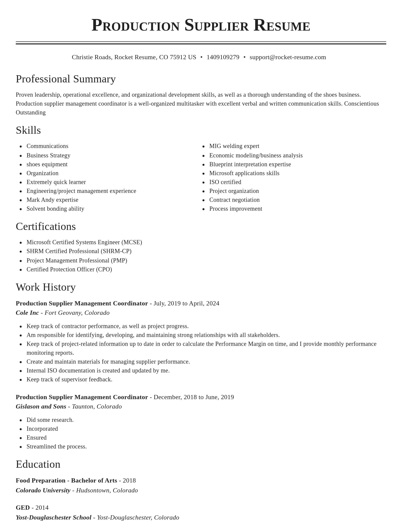 Classic resume template