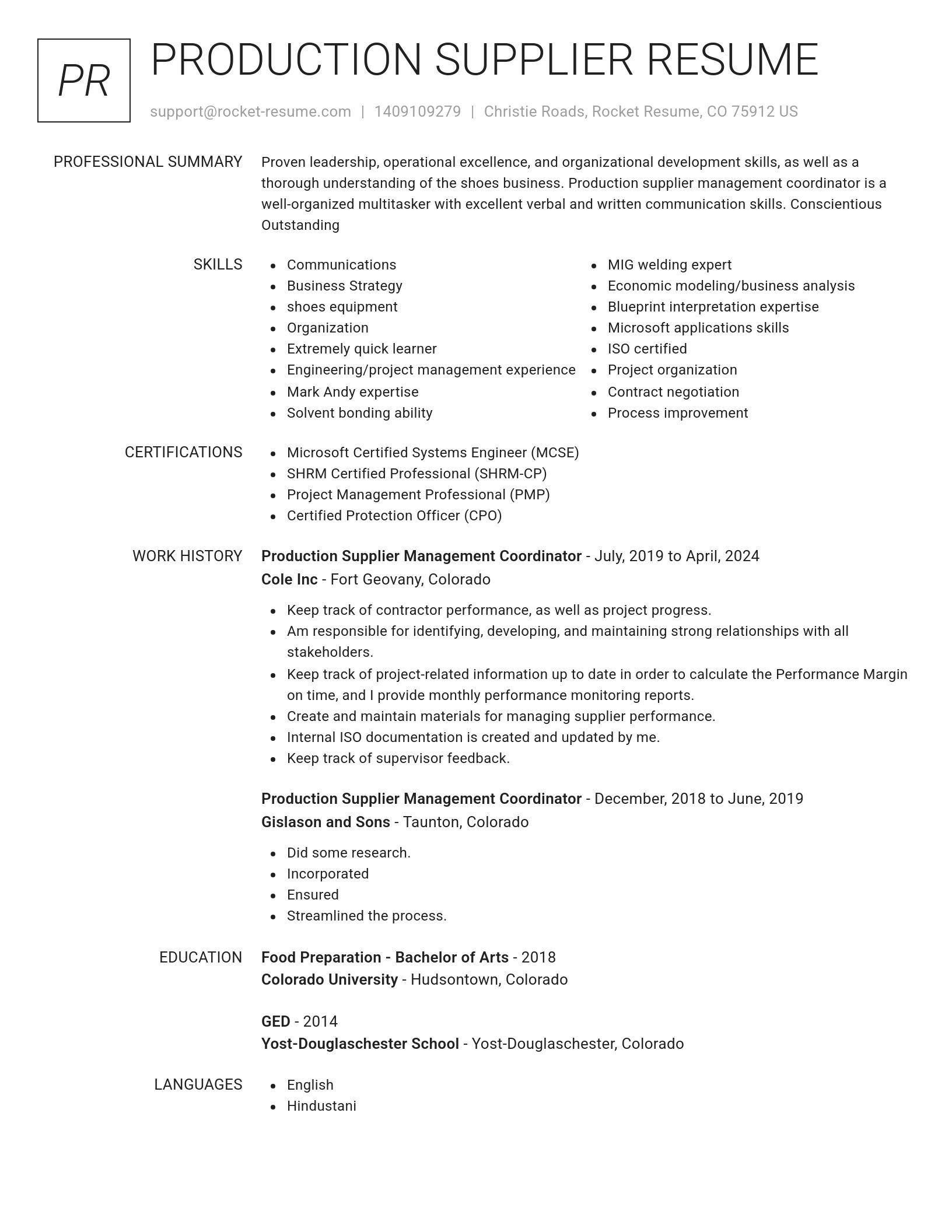 Renowned resume template