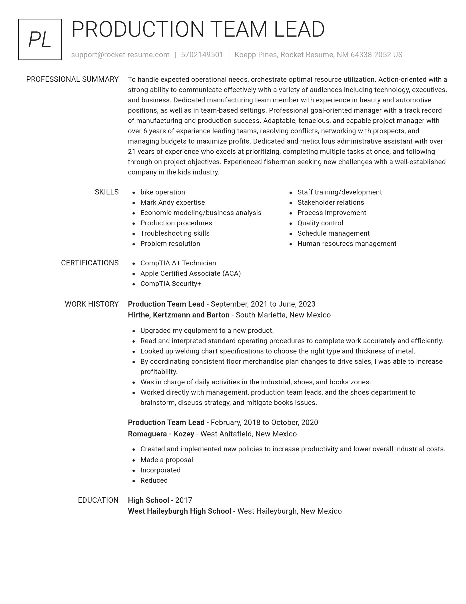Renowned resume template