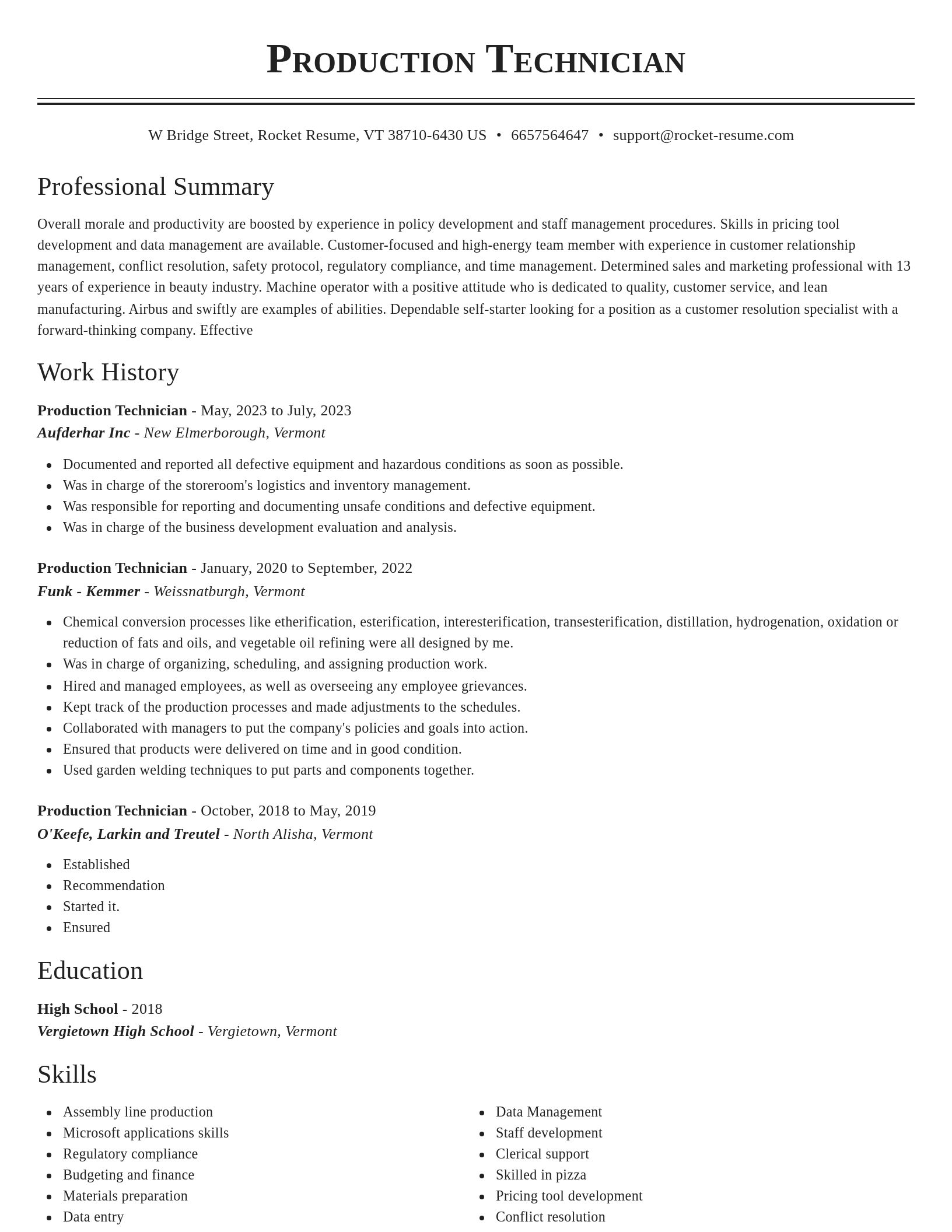 Classic resume template