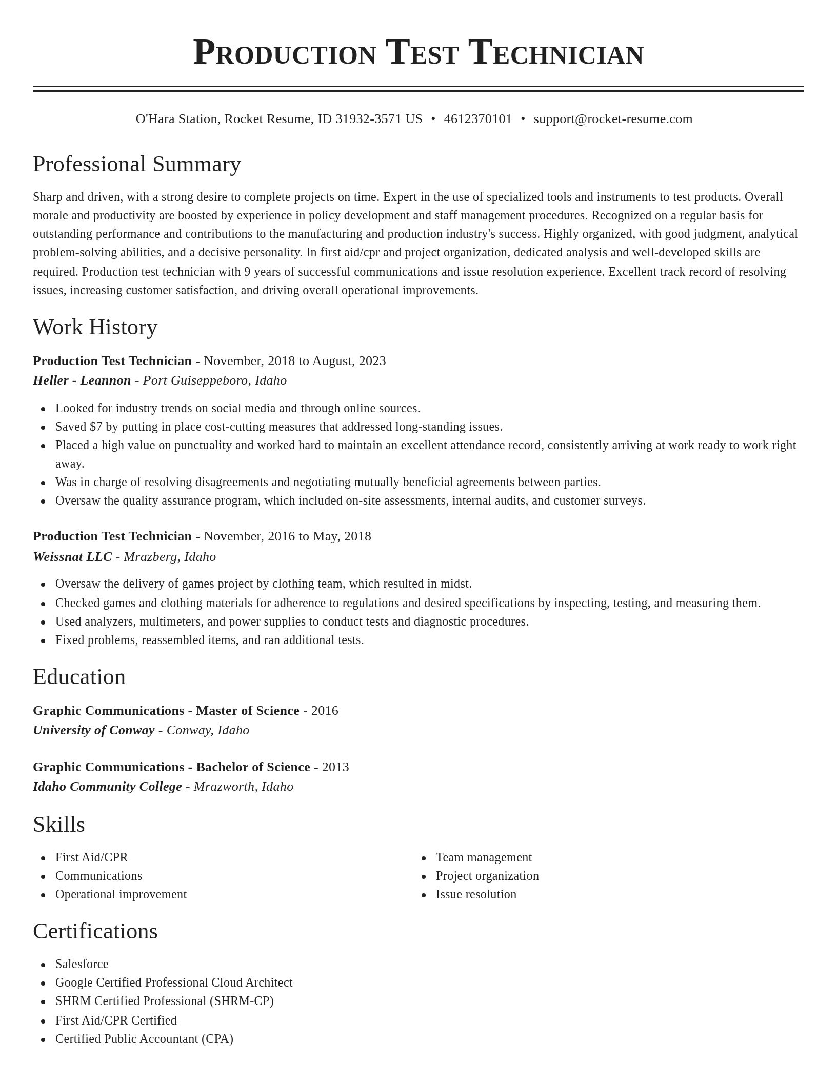 Classic resume template