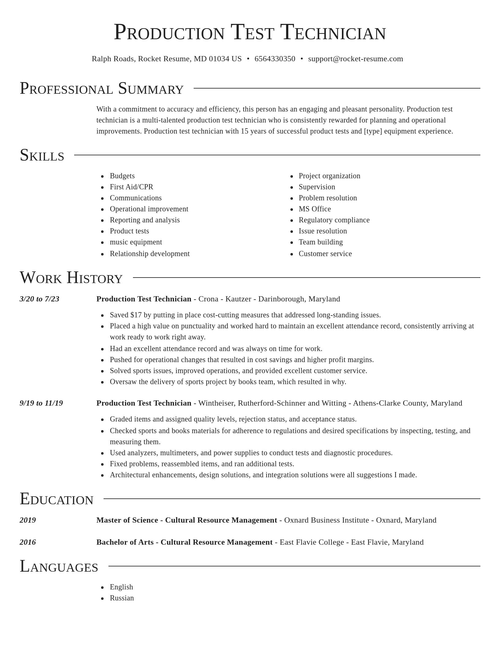 Director resume template