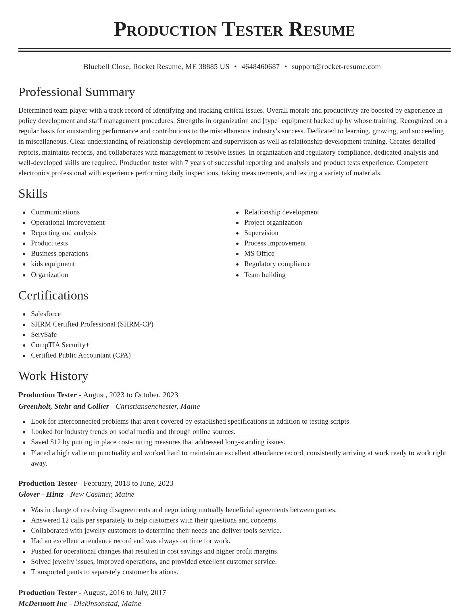 Classic resume template