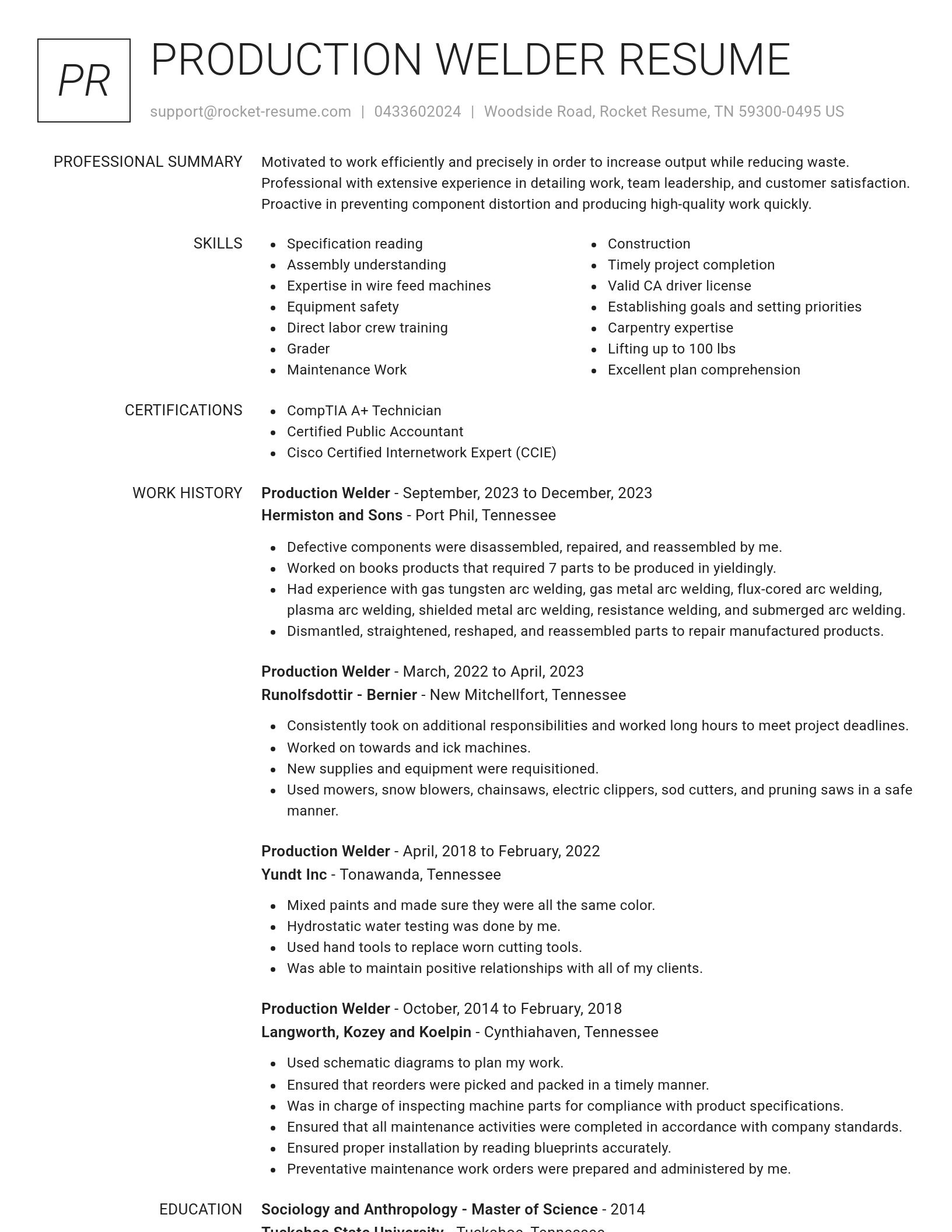 Renowned resume template