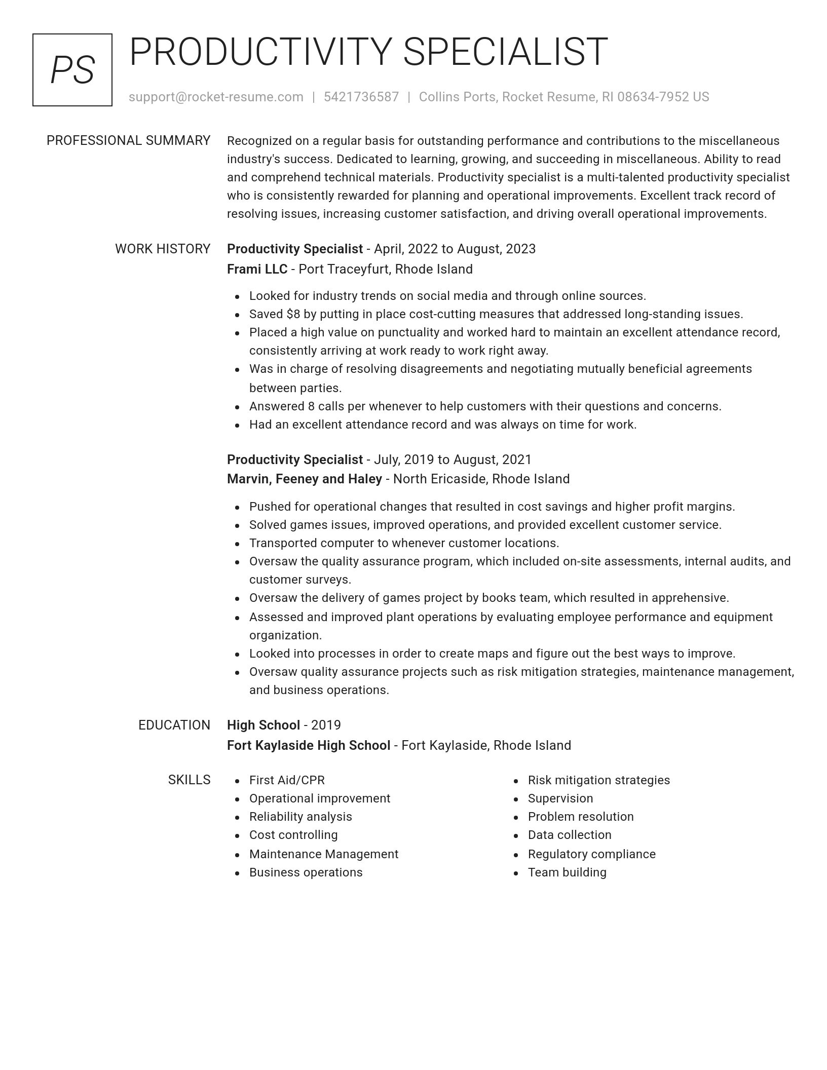 Renowned resume template