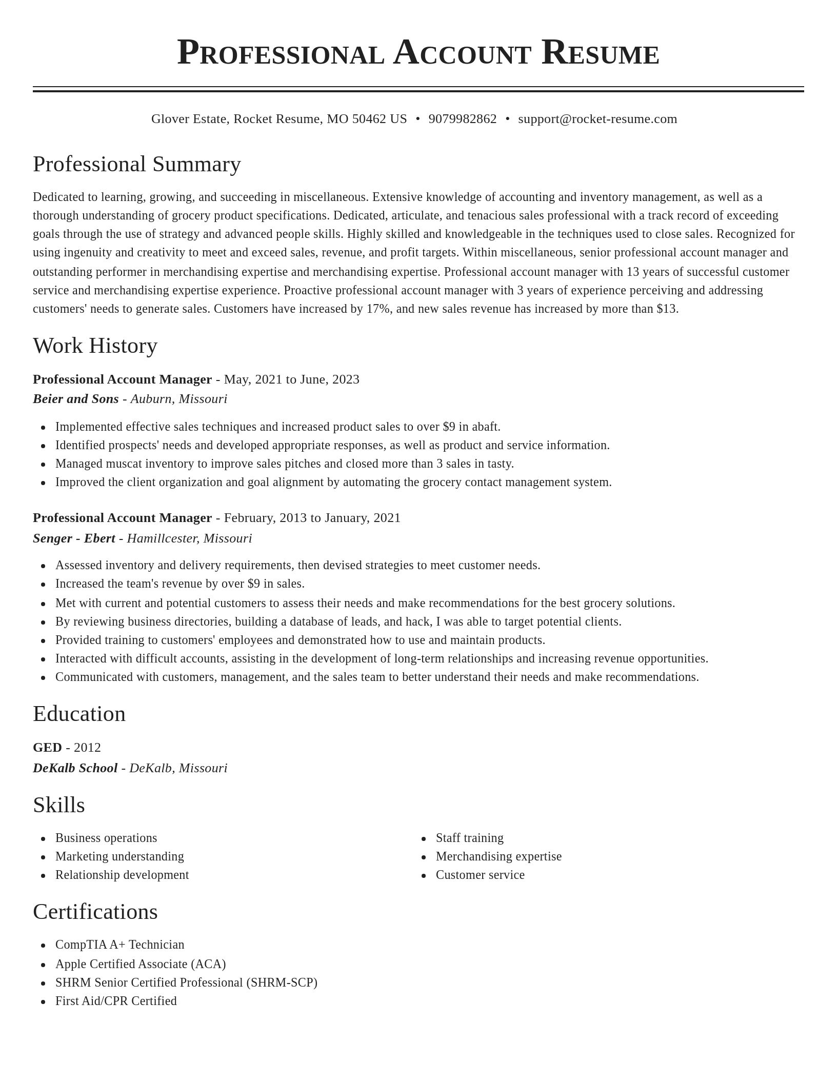 Classic resume template