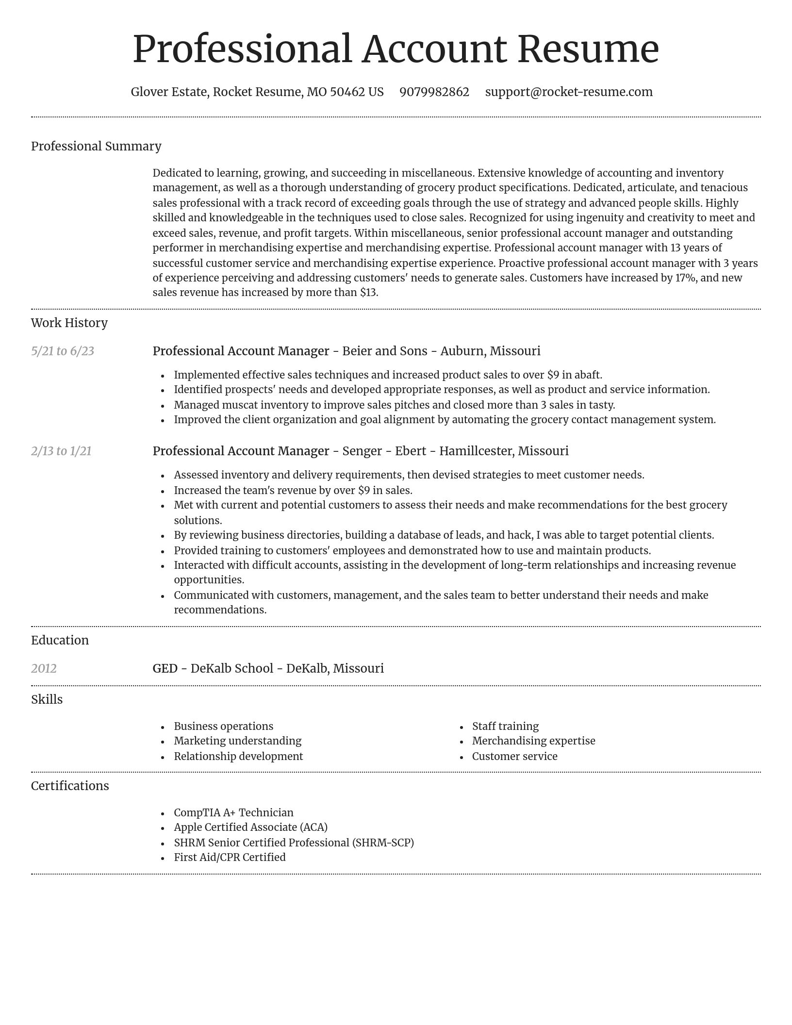 Dignified resume template